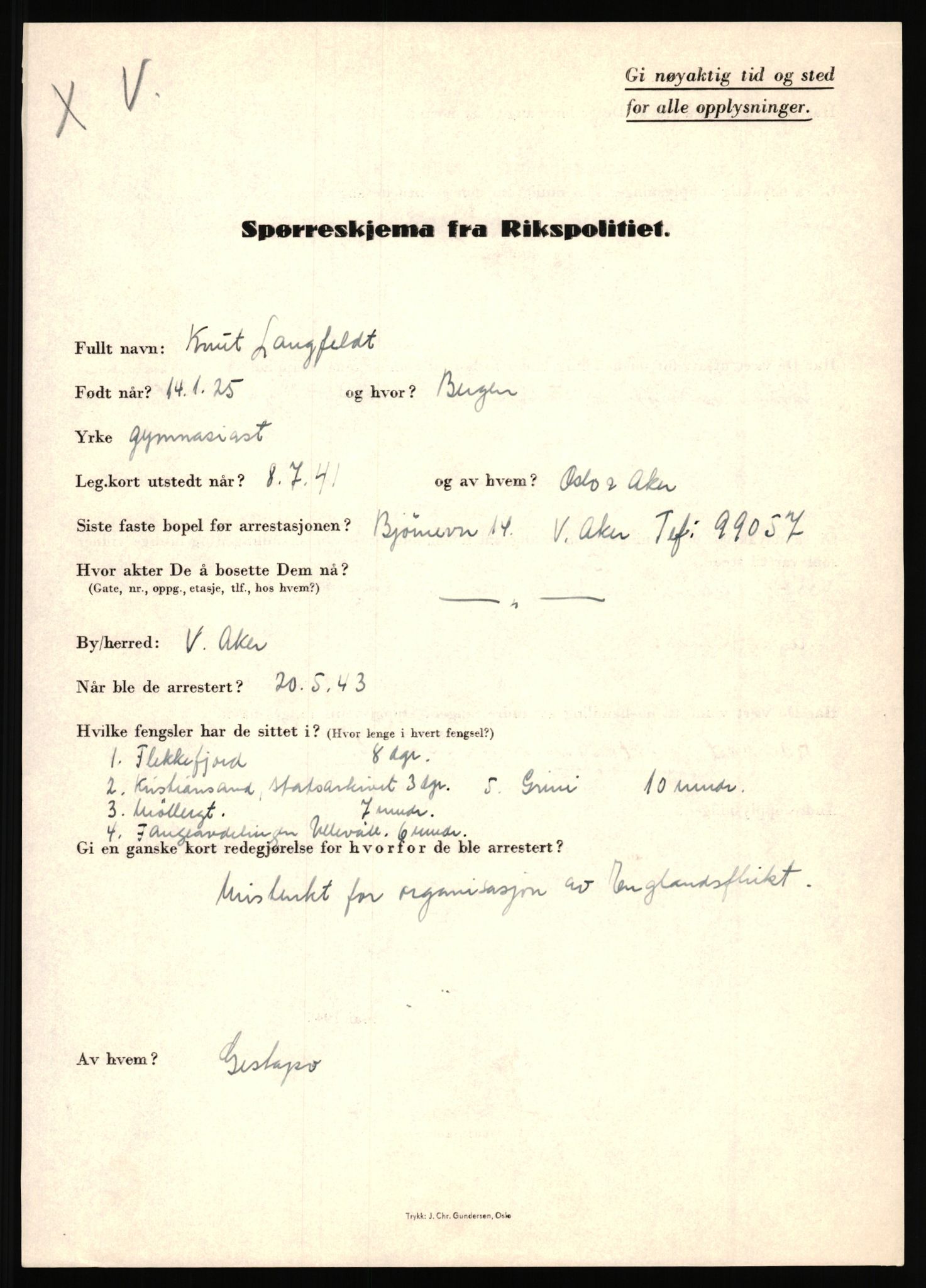 Rikspolitisjefen, AV/RA-S-1560/L/L0010: Kristianslund, Charles Ragnvald - Losvik, Einar, 1940-1945, p. 378