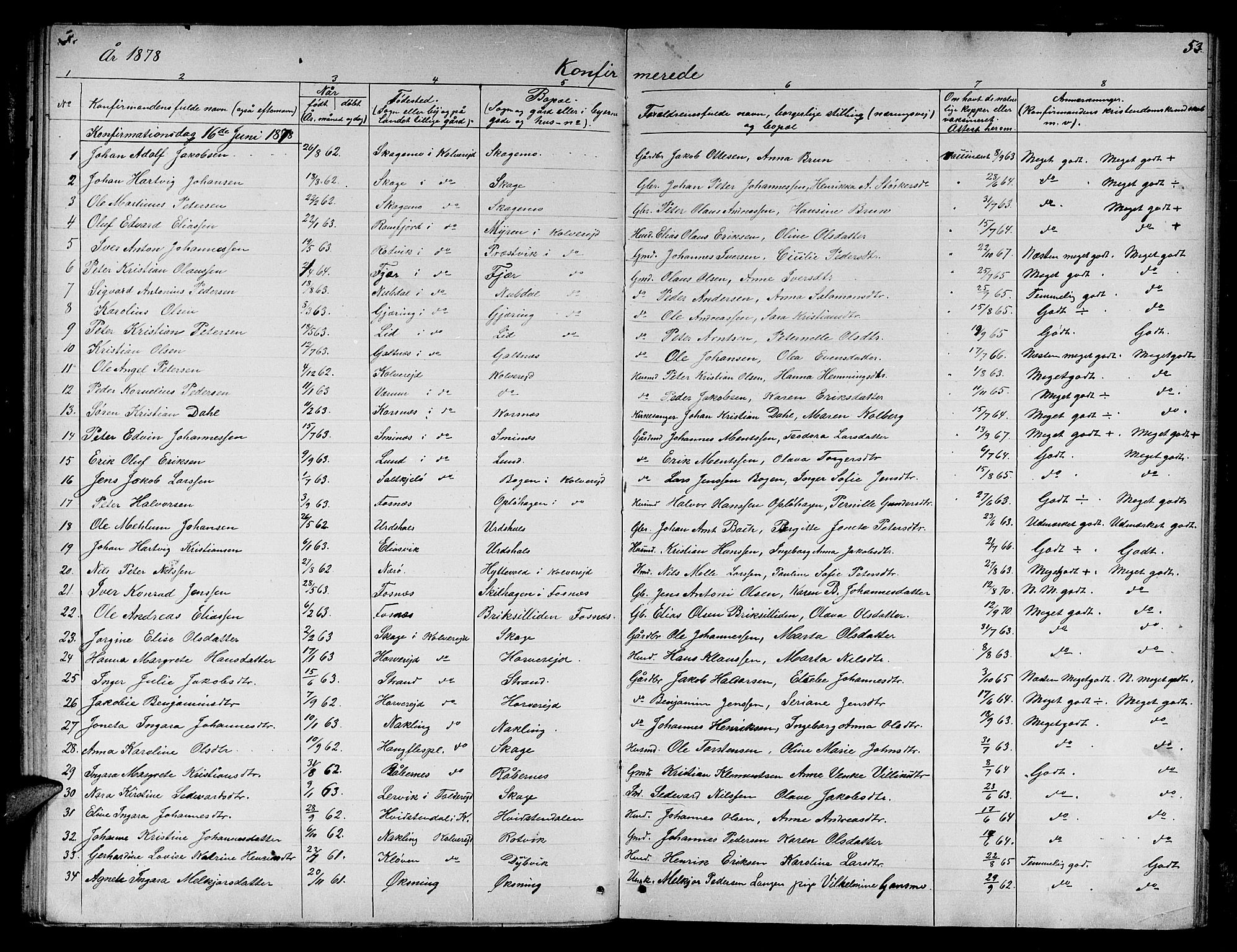 Ministerialprotokoller, klokkerbøker og fødselsregistre - Nord-Trøndelag, SAT/A-1458/780/L0650: Parish register (copy) no. 780C02, 1866-1884, p. 53