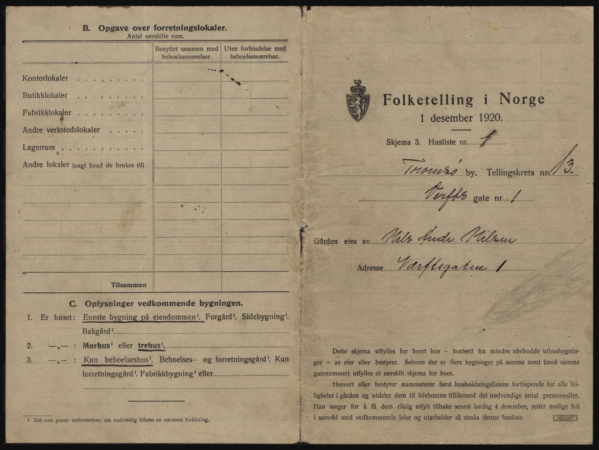 SATØ, 1920 census for Tromsø, 1920, p. 2125