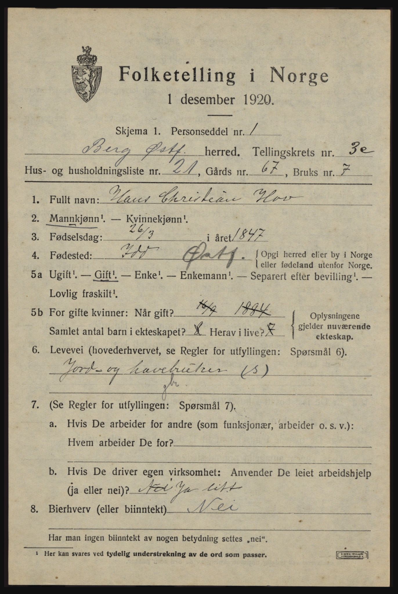 SAO, 1920 census for Berg, 1920, p. 7323