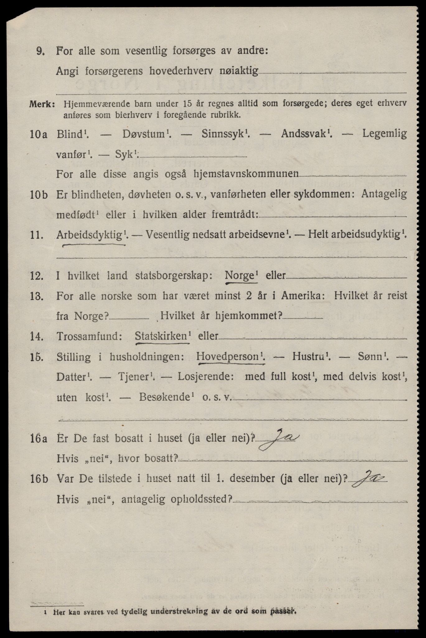 SAST, 1920 census for Helleland, 1920, p. 416