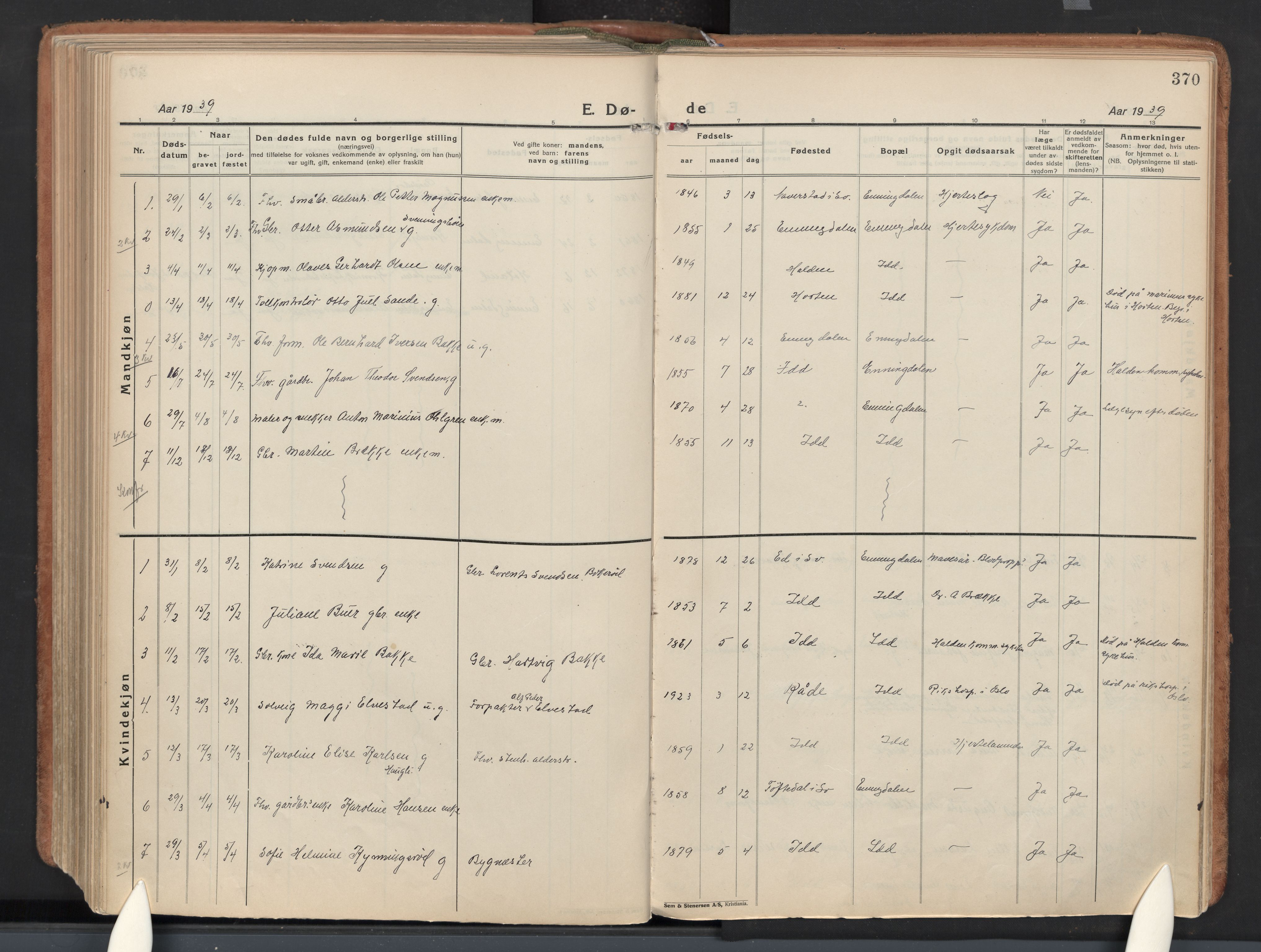 Idd prestekontor Kirkebøker, AV/SAO-A-10911/F/Fb/L0003: Parish register (official) no. II 3, 1923-1972, p. 370