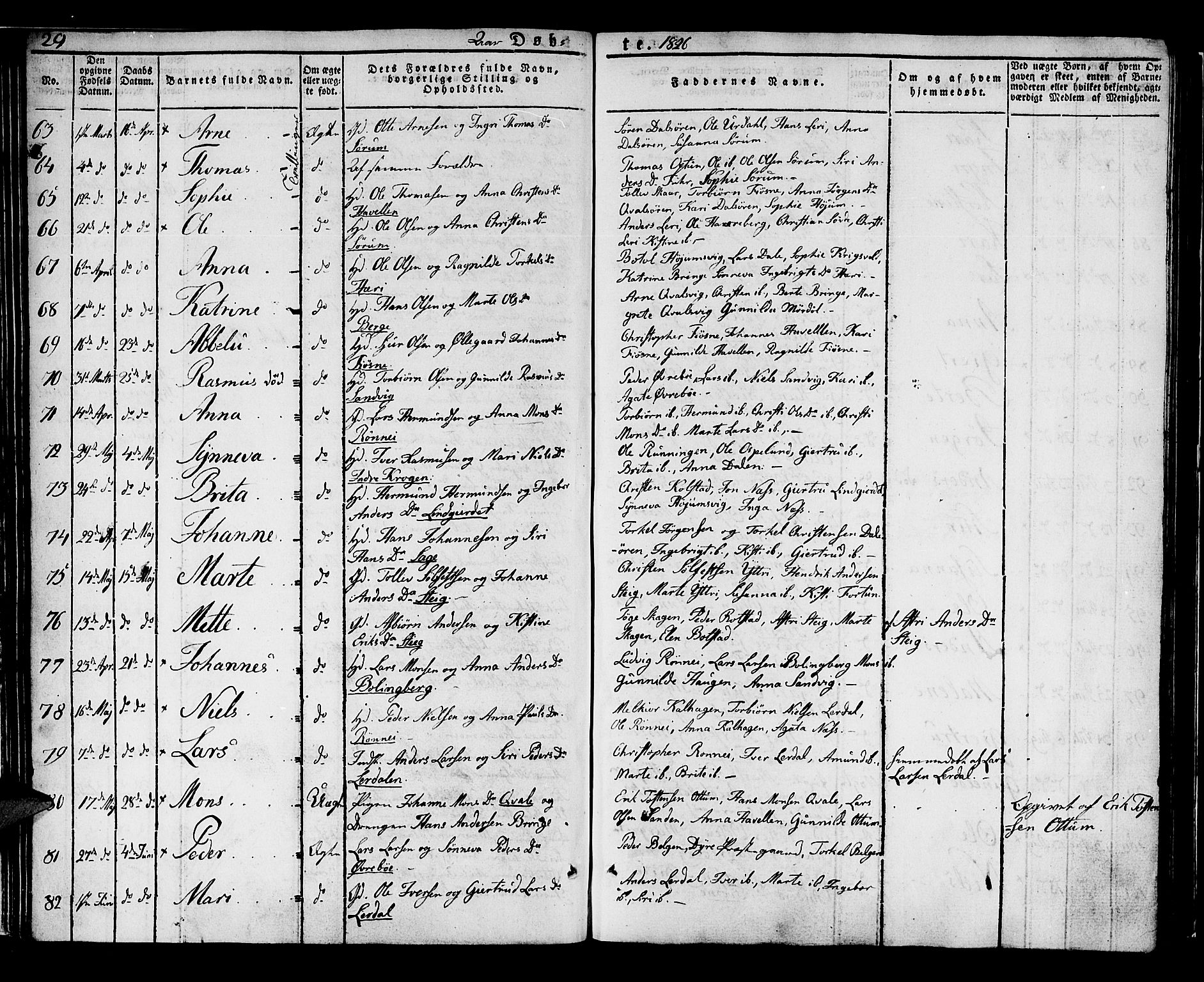 Luster sokneprestembete, AV/SAB-A-81101/H/Haa/Haaa/L0004: Parish register (official) no. A 4, 1821-1832, p. 29