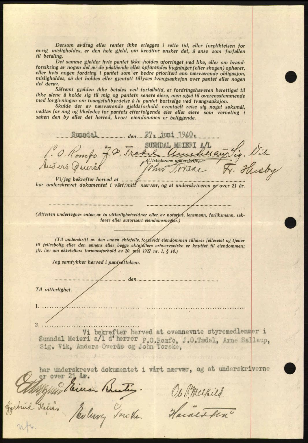 Nordmøre sorenskriveri, AV/SAT-A-4132/1/2/2Ca: Mortgage book no. B87, 1940-1941, Diary no: : 1550/1940