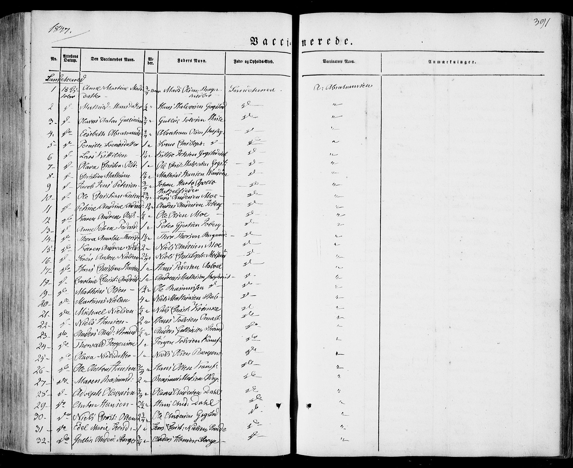 Sandar kirkebøker, SAKO/A-243/F/Fa/L0006: Parish register (official) no. 6, 1847-1860, p. 391