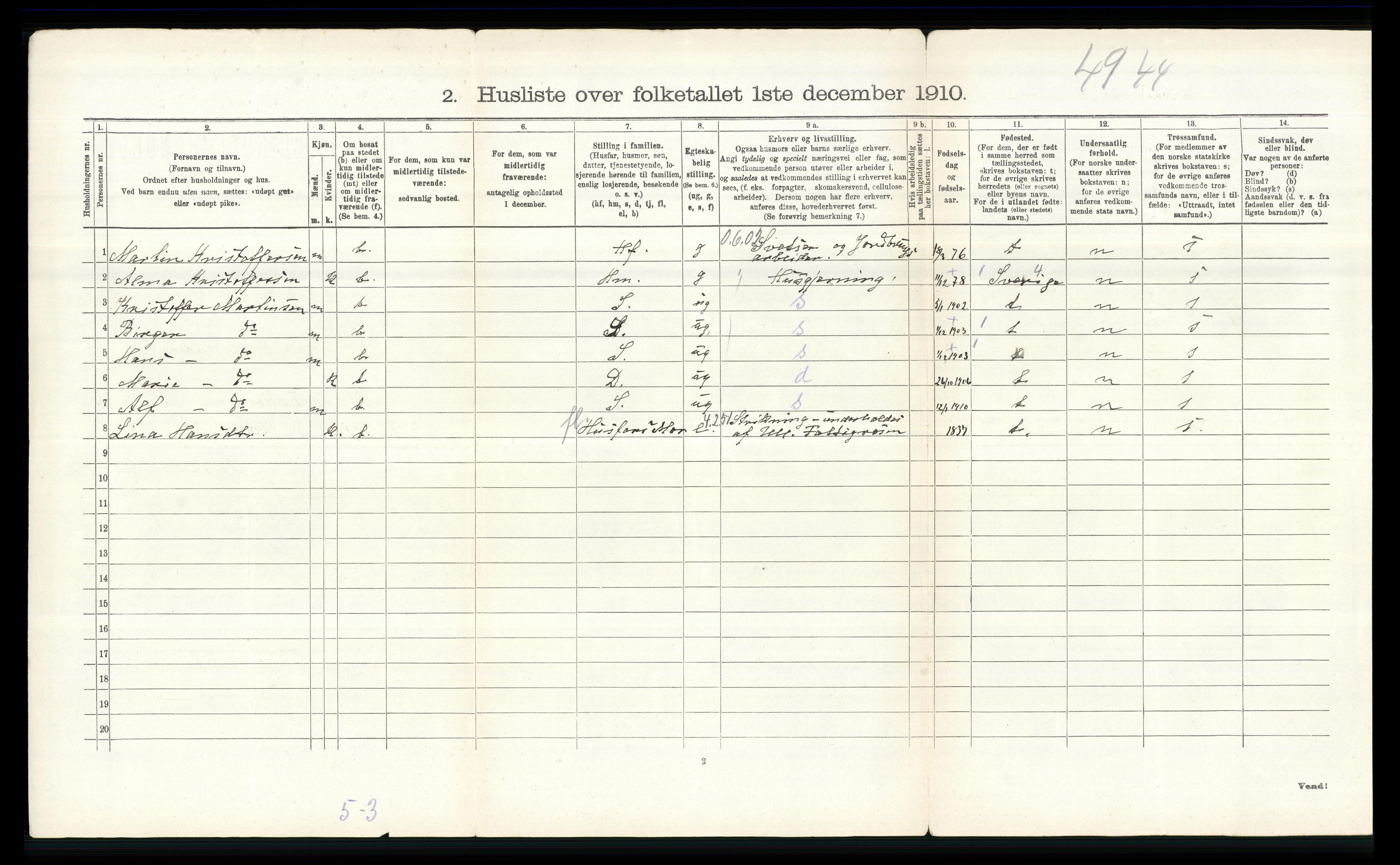 RA, 1910 census for Ullensaker, 1910, p. 1762