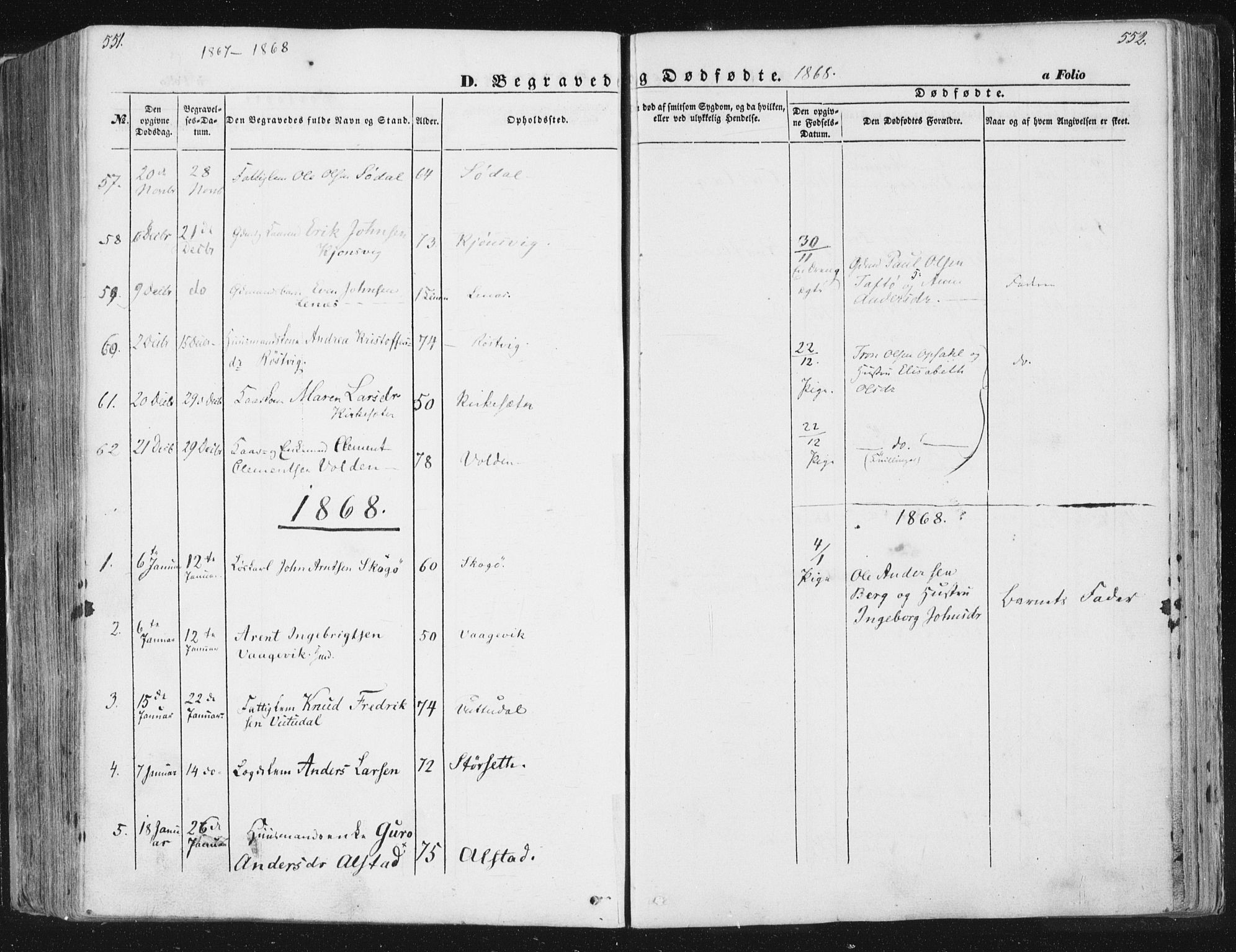Ministerialprotokoller, klokkerbøker og fødselsregistre - Sør-Trøndelag, SAT/A-1456/630/L0494: Parish register (official) no. 630A07, 1852-1868, p. 551-552