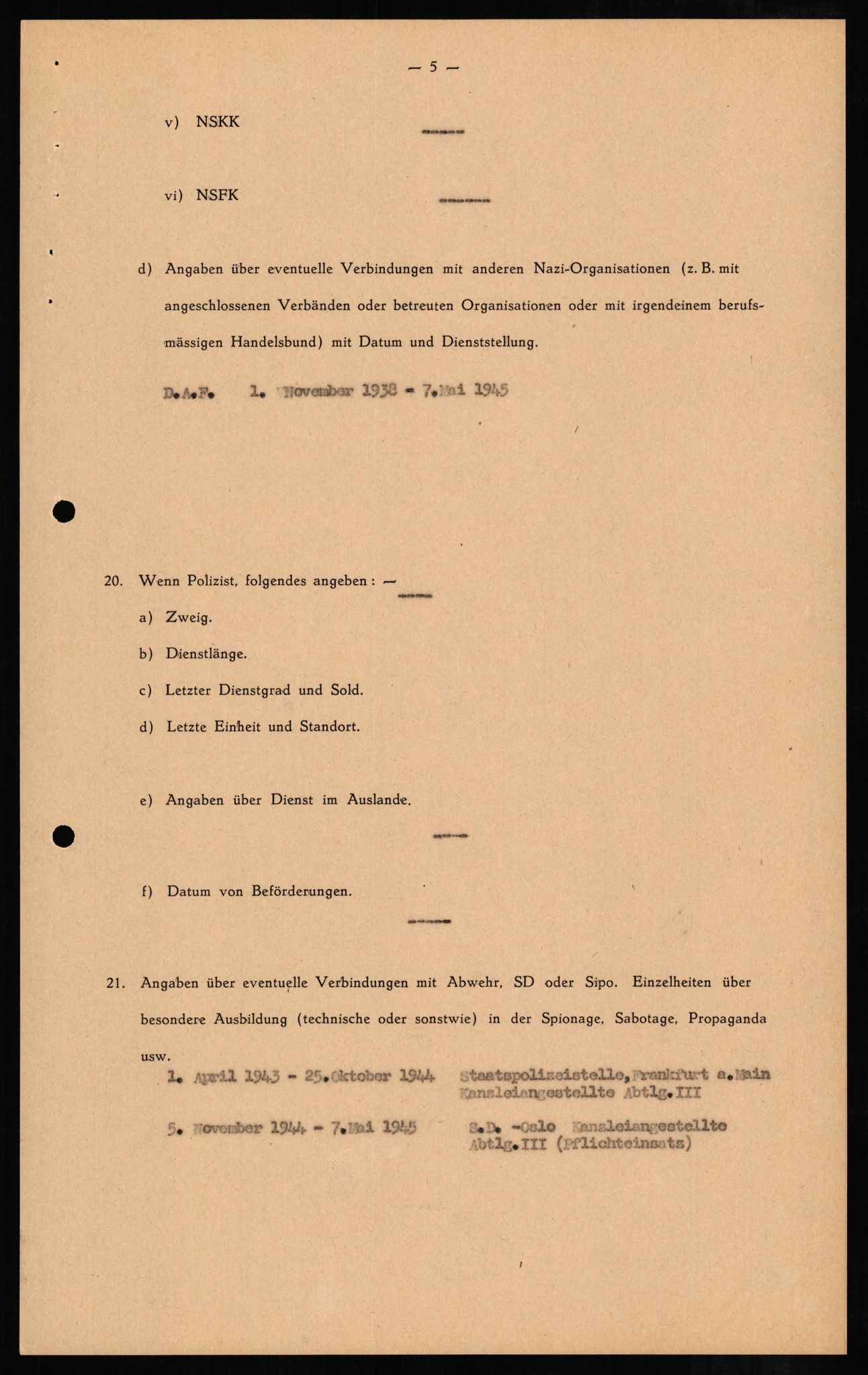 Forsvaret, Forsvarets overkommando II, AV/RA-RAFA-3915/D/Db/L0006: CI Questionaires. Tyske okkupasjonsstyrker i Norge. Tyskere., 1945-1946, p. 162