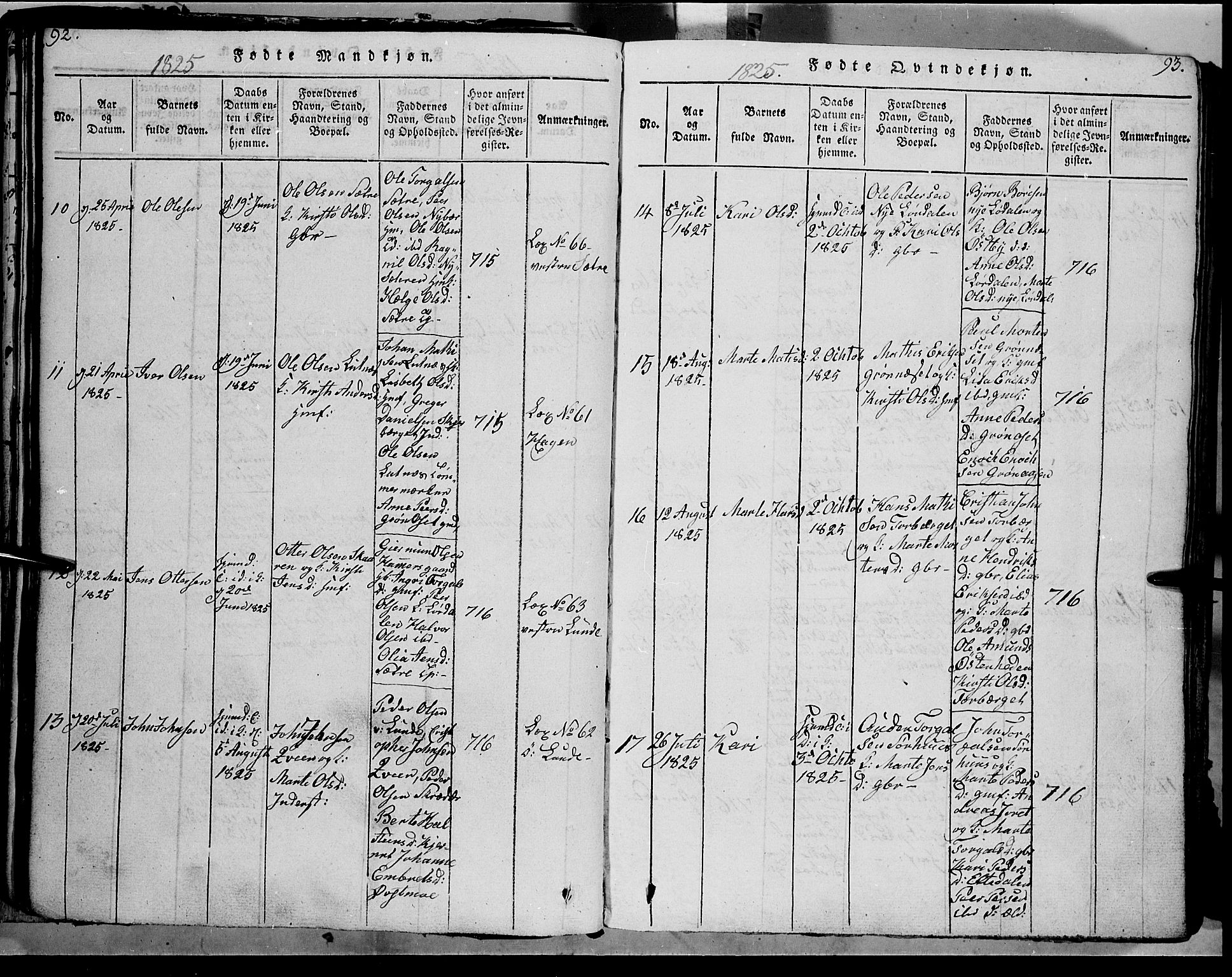 Trysil prestekontor, SAH/PREST-046/H/Ha/Haa/L0003: Parish register (official) no. 3 /1, 1814-1841, p. 92-93