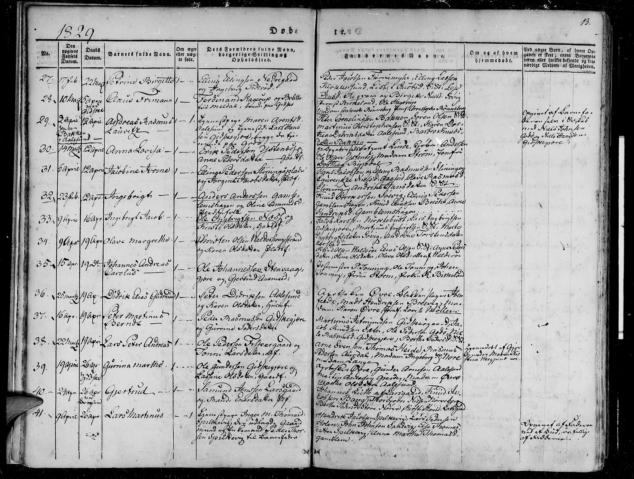 Ministerialprotokoller, klokkerbøker og fødselsregistre - Møre og Romsdal, AV/SAT-A-1454/528/L0395: Parish register (official) no. 528A06, 1828-1839, p. 13