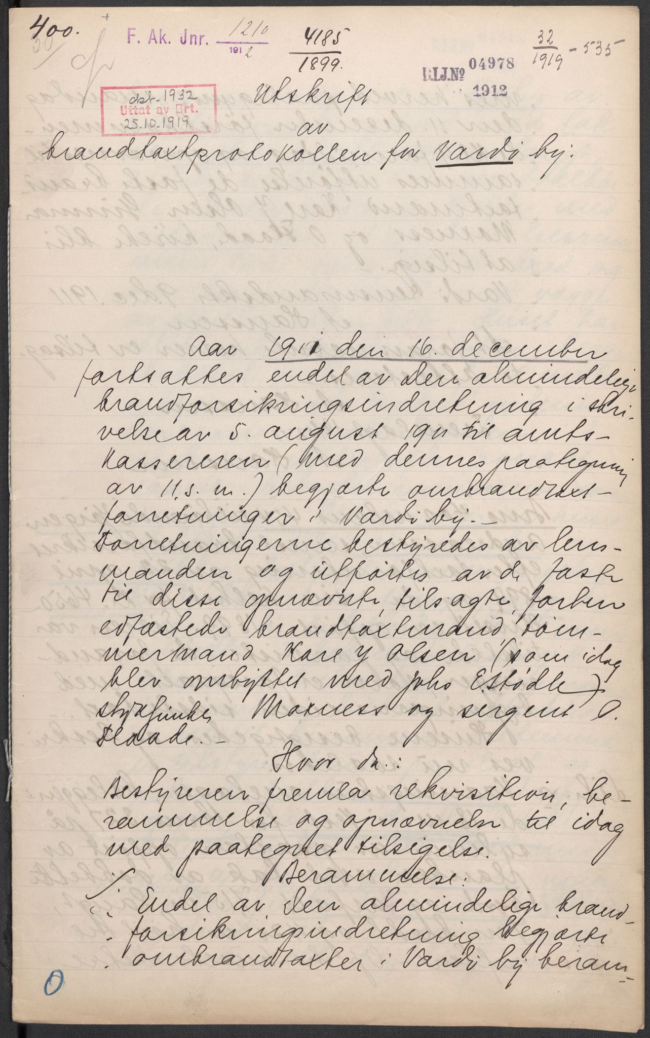 Norges Brannkasse, AV/RA-S-1549/E/Eu/L0019: Branntakster for Vardø by, 1889-1955, p. 2