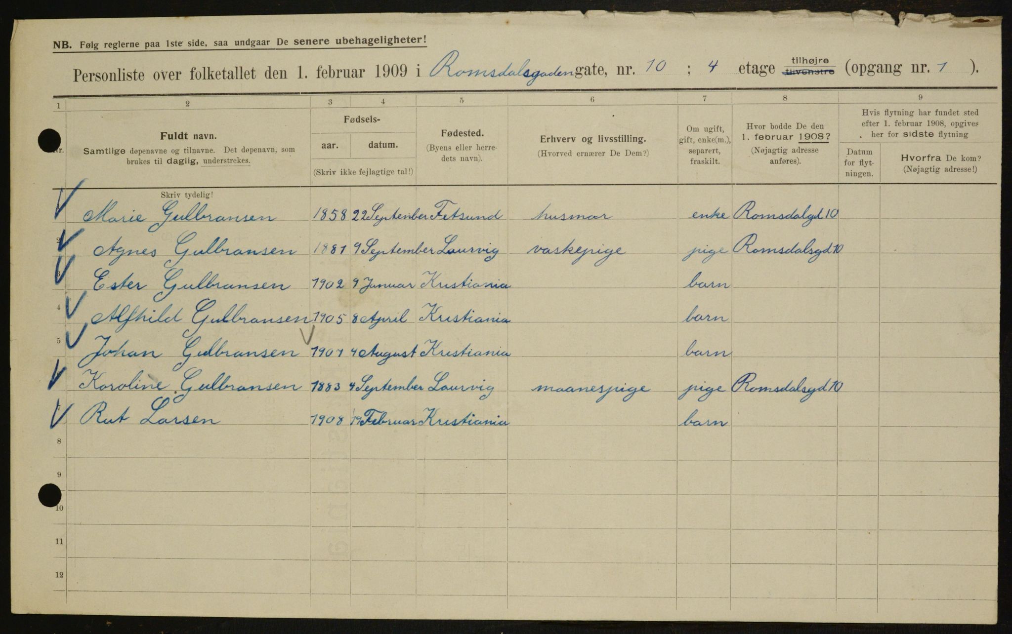 OBA, Municipal Census 1909 for Kristiania, 1909, p. 75588