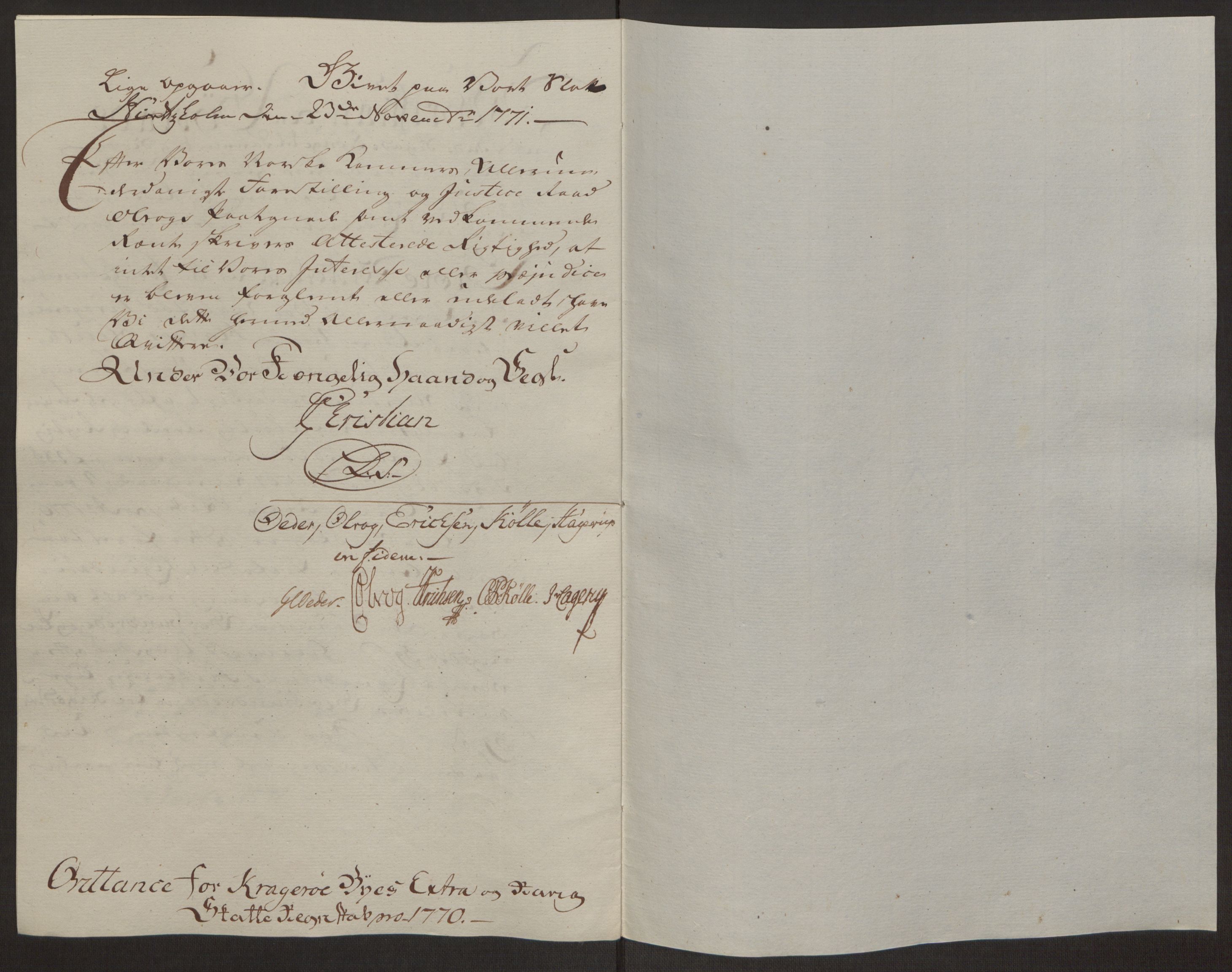 Rentekammeret inntil 1814, Reviderte regnskaper, Byregnskaper, AV/RA-EA-4066/R/Rk/L0218/0003: [K2] Kontribusjonsregnskap / Ekstra- og rangskatt, 1768-1772, p. 47