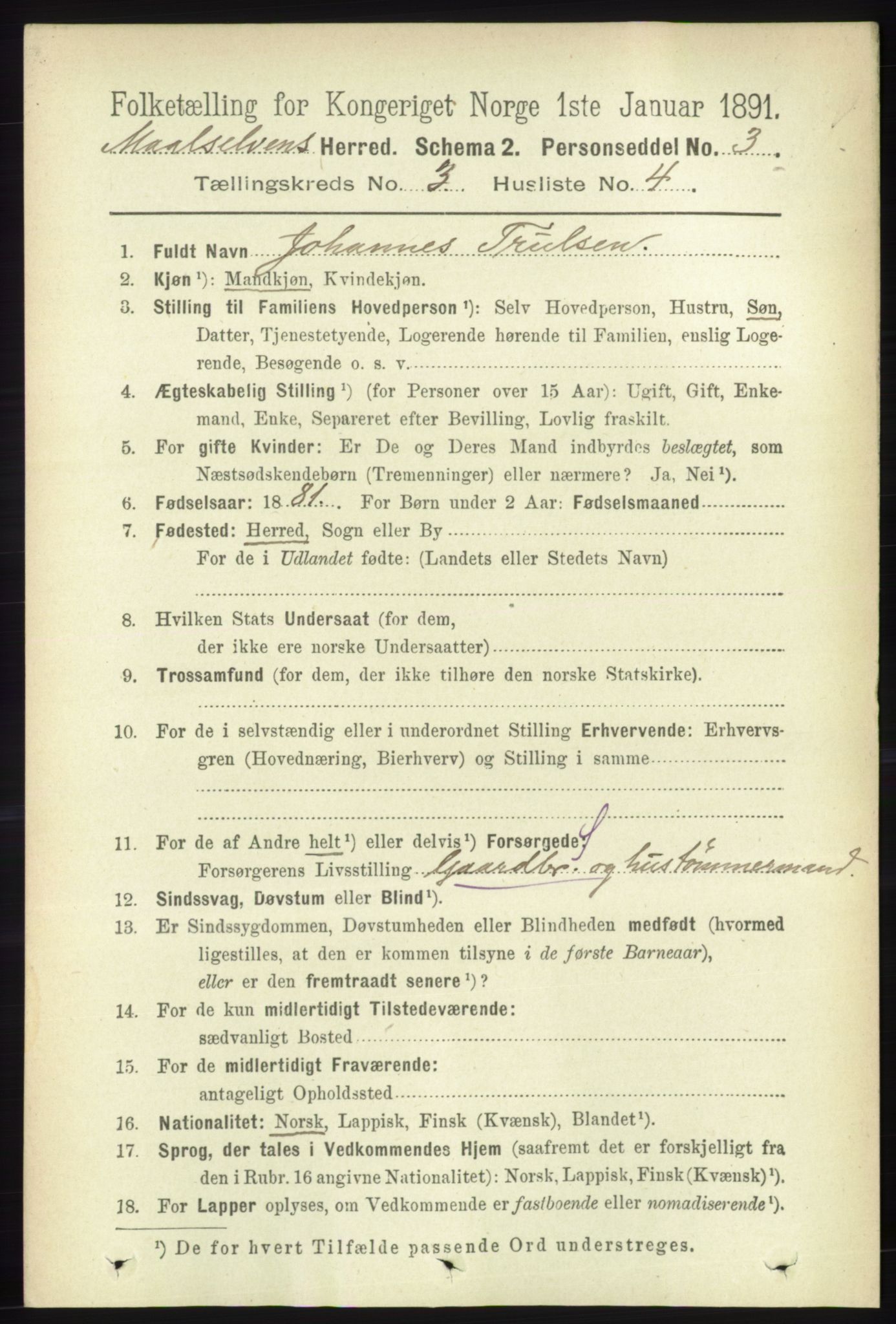 RA, 1891 census for 1924 Målselv, 1891, p. 618
