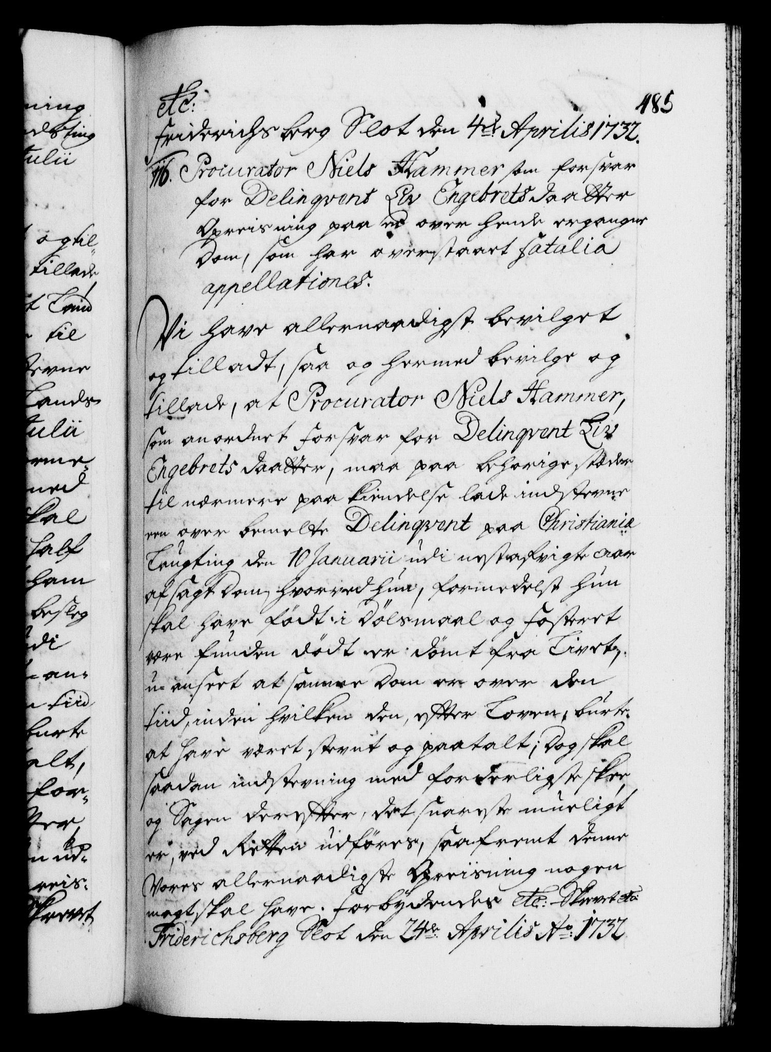 Danske Kanselli 1572-1799, AV/RA-EA-3023/F/Fc/Fca/Fcaa/L0027: Norske registre, 1730-1732, p. 485a