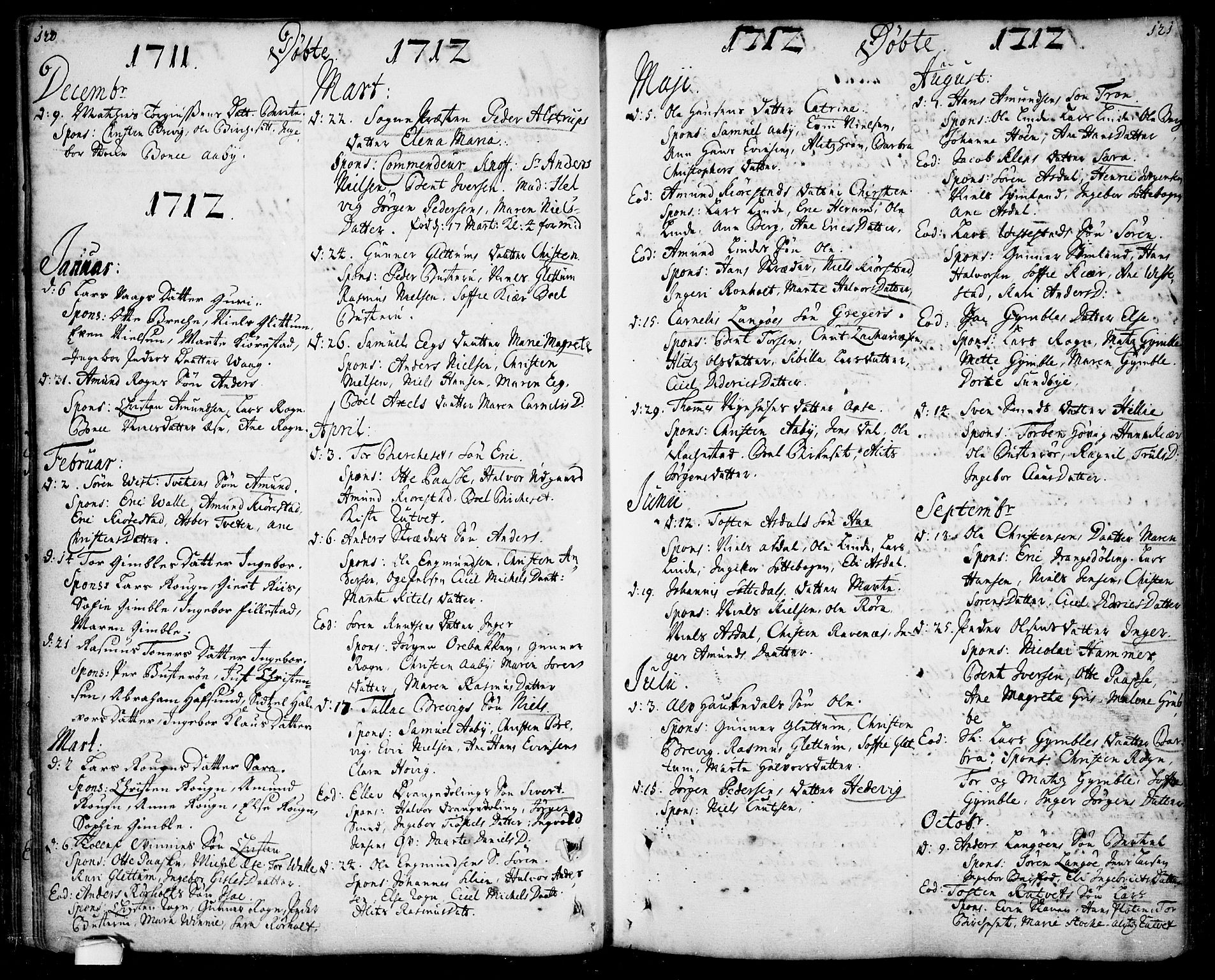 Bamble kirkebøker, SAKO/A-253/F/Fa/L0001: Parish register (official) no. I 1, 1702-1774, p. 120-121