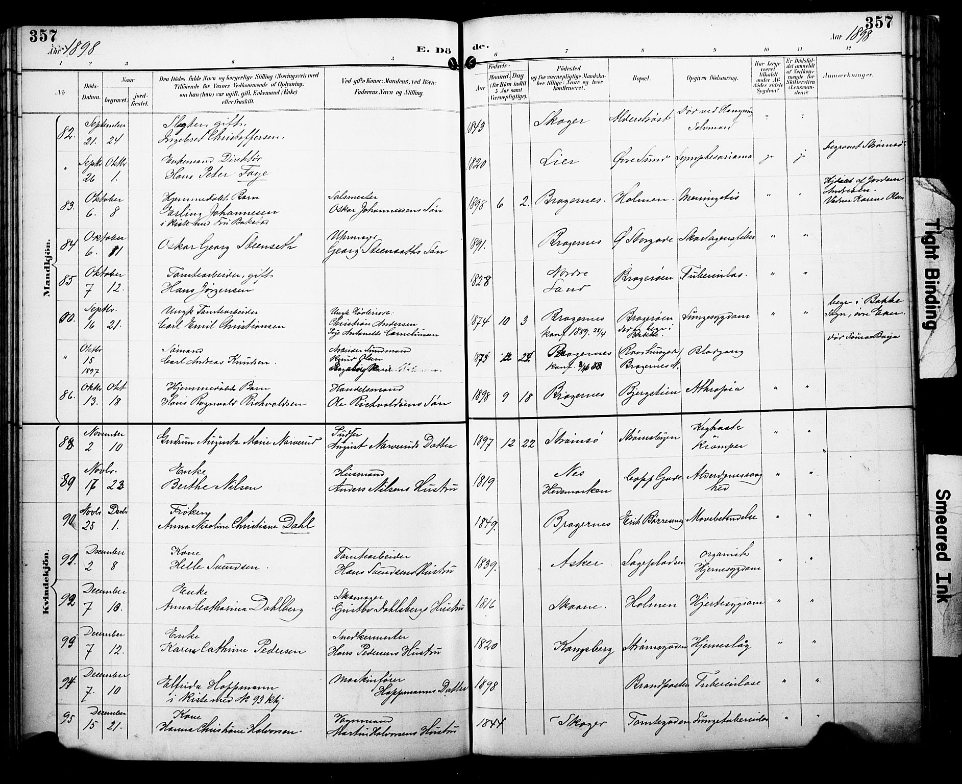 Bragernes kirkebøker, SAKO/A-6/F/Fb/L0008: Parish register (official) no. II 8, 1894-1902, p. 357