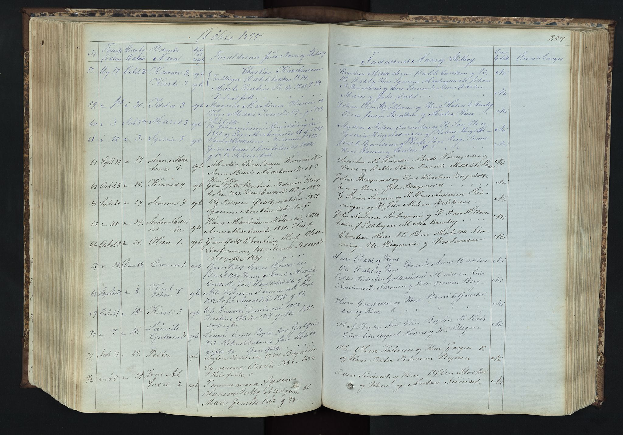 Romedal prestekontor, AV/SAH-PREST-004/L/L0011: Parish register (copy) no. 11, 1867-1895, p. 299