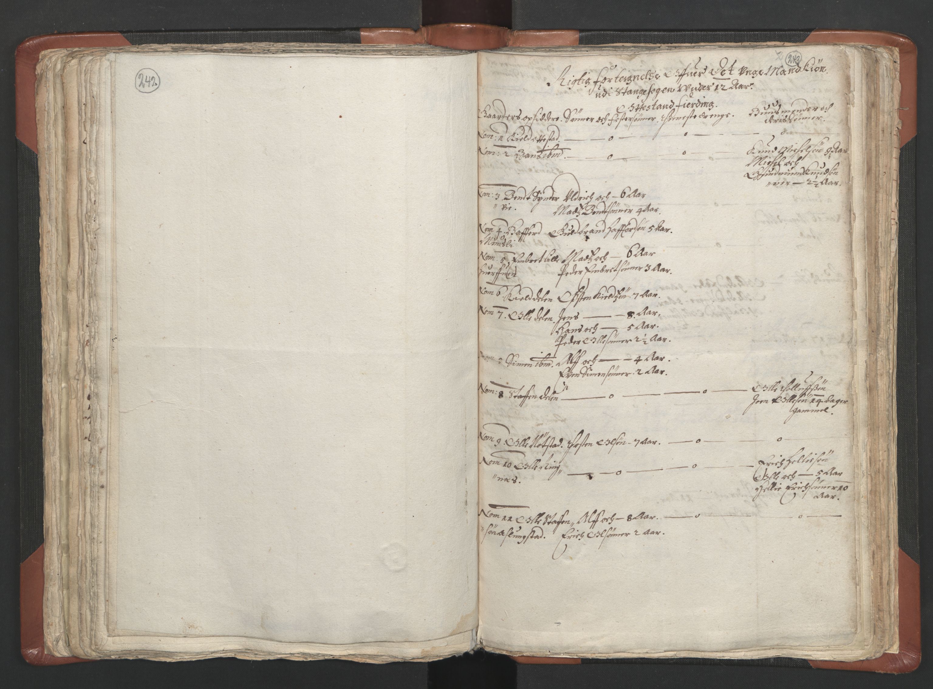 RA, Vicar's Census 1664-1666, no. 5: Hedmark deanery, 1664-1666, p. 242-243