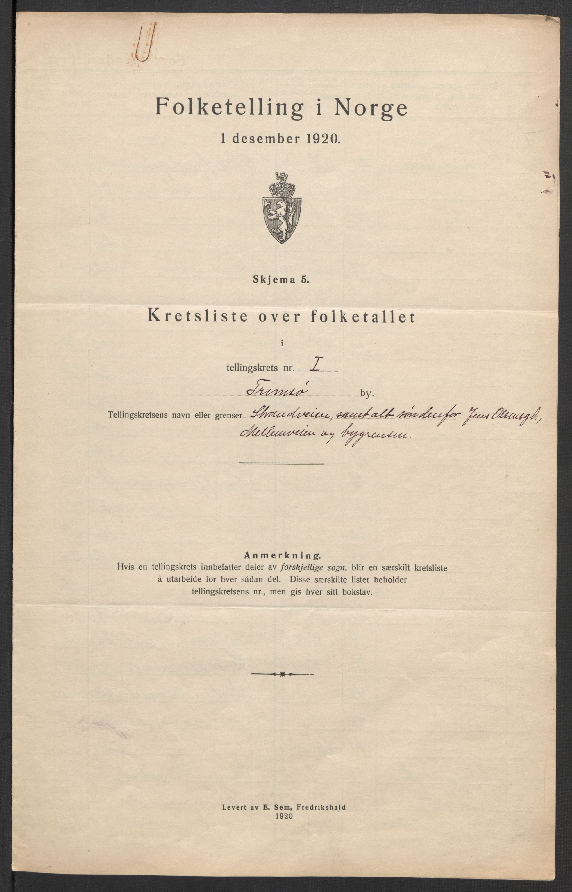 SATØ, 1920 census for Tromsø, 1920, p. 5