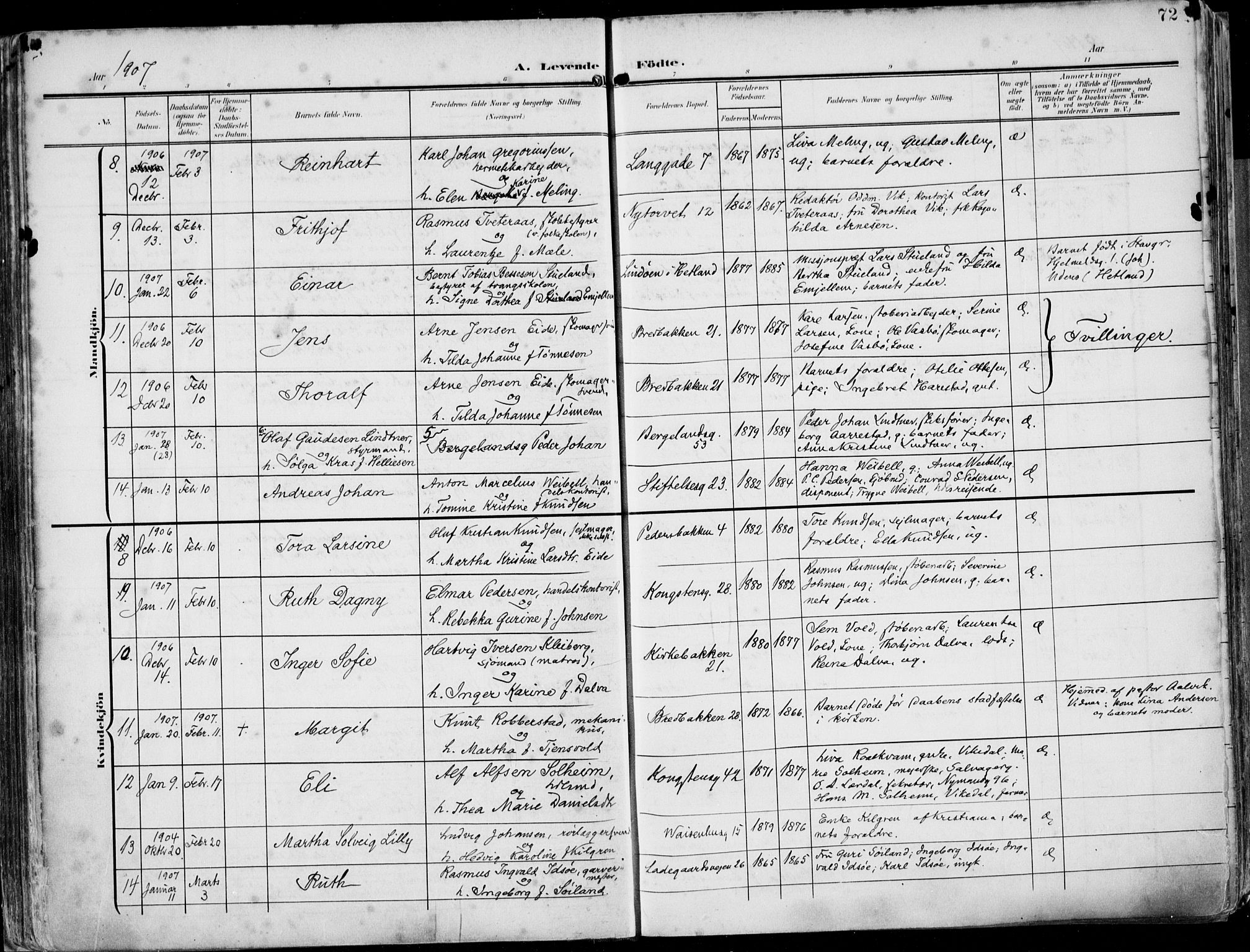 St. Petri sokneprestkontor, AV/SAST-A-101813/002/A/L0005: Parish register (official) no. A 23, 1902-1918, p. 72