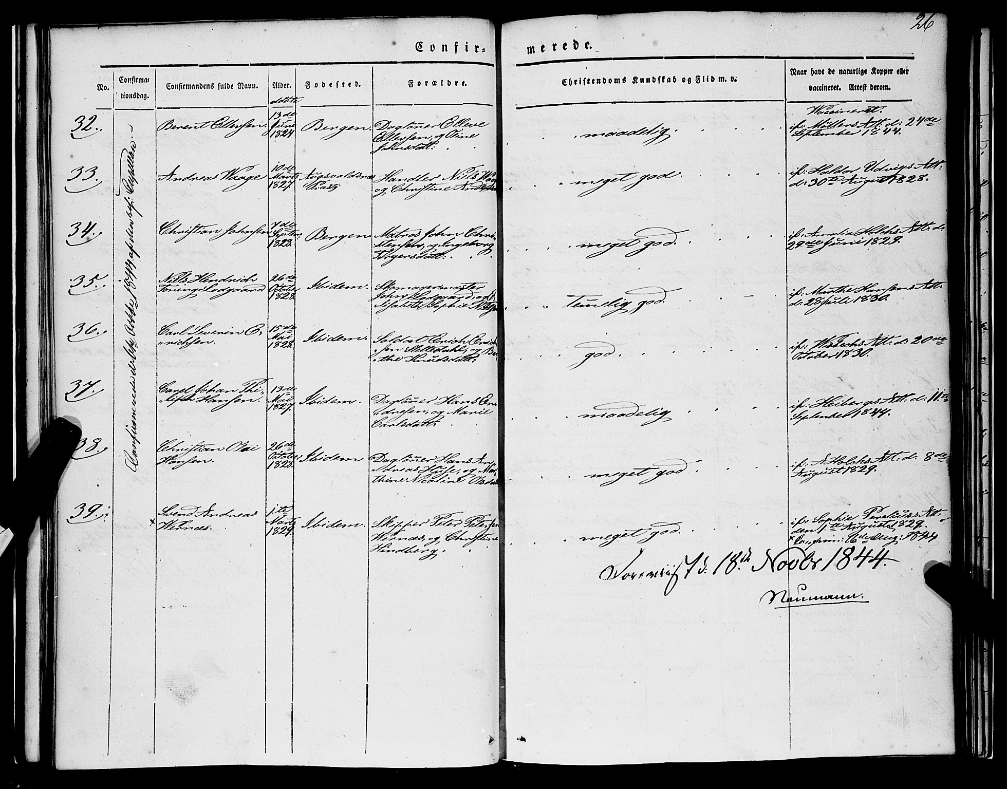 Nykirken Sokneprestembete, SAB/A-77101/H/Haa/L0022: Parish register (official) no. C 1, 1840-1851, p. 26