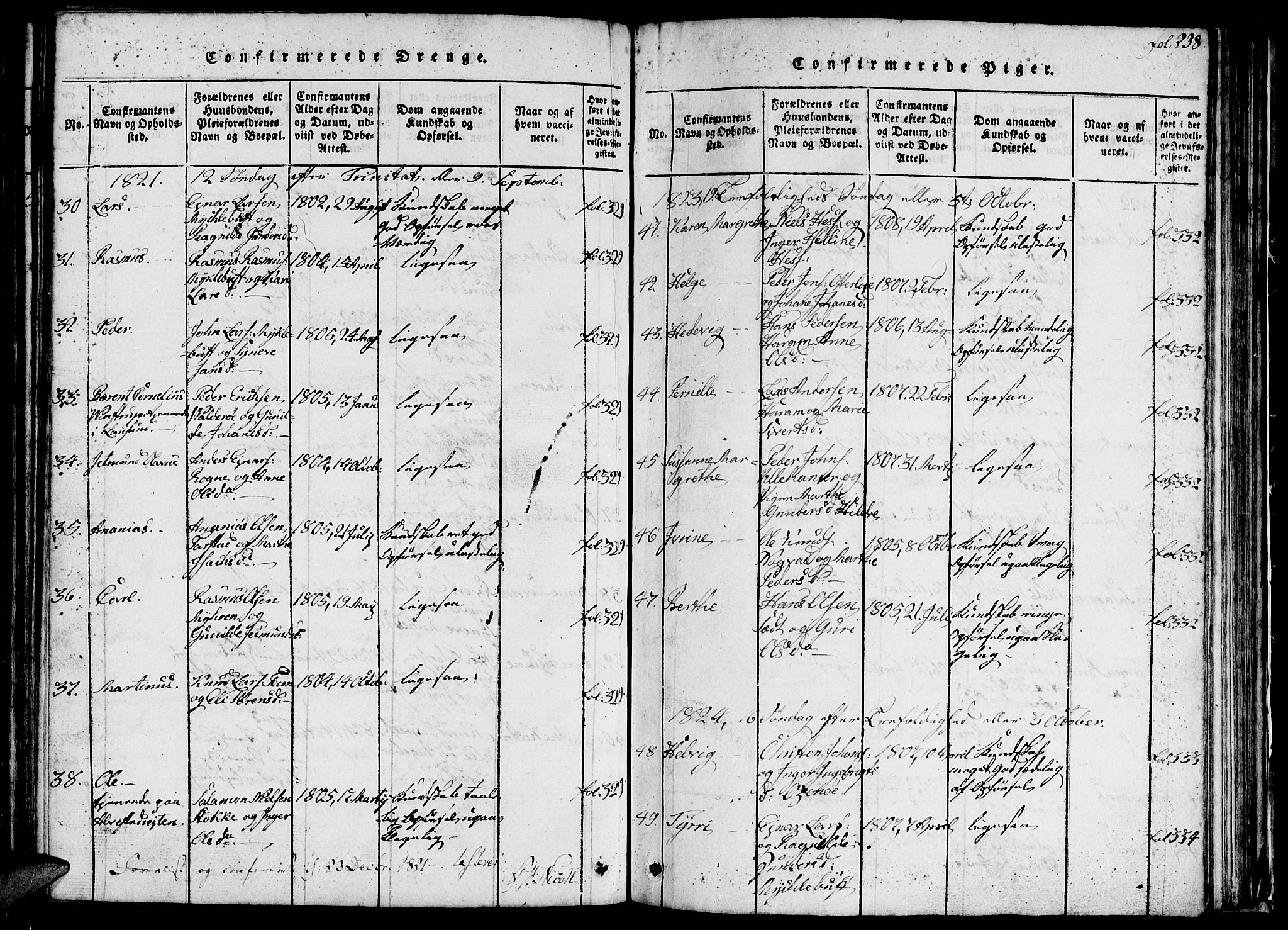 Ministerialprotokoller, klokkerbøker og fødselsregistre - Møre og Romsdal, SAT/A-1454/536/L0506: Parish register (copy) no. 536C01, 1818-1859, p. 238