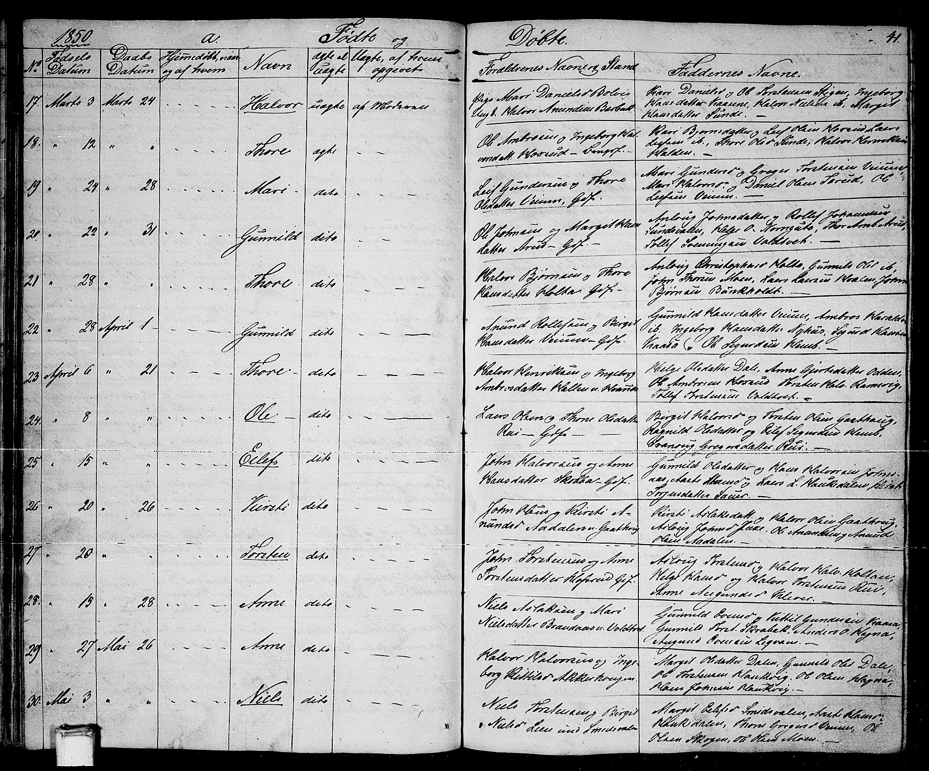 Sauherad kirkebøker, AV/SAKO-A-298/G/Ga/L0002: Parish register (copy) no. I 2, 1842-1866, p. 41