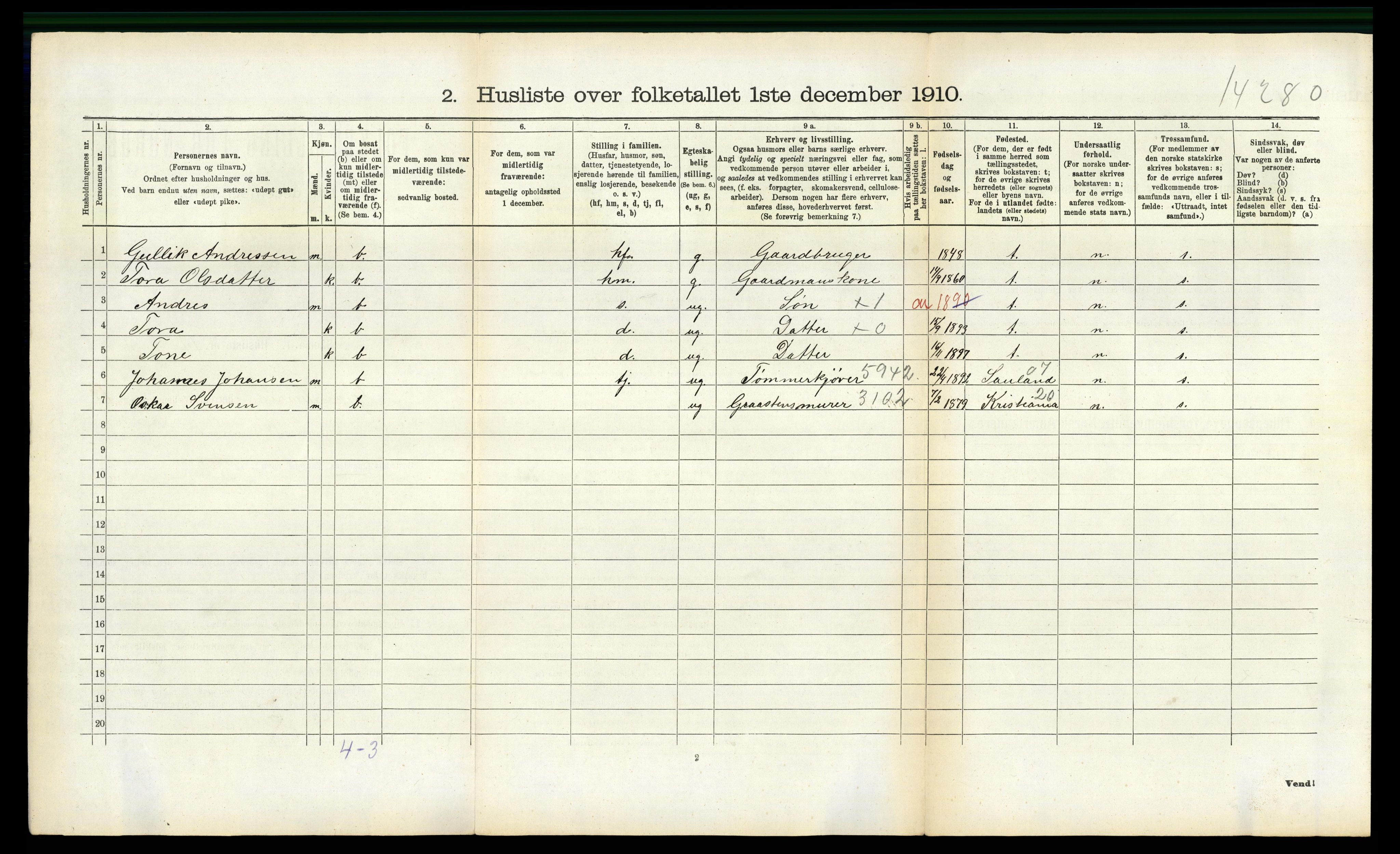 RA, 1910 census for Gransherad, 1910, p. 185