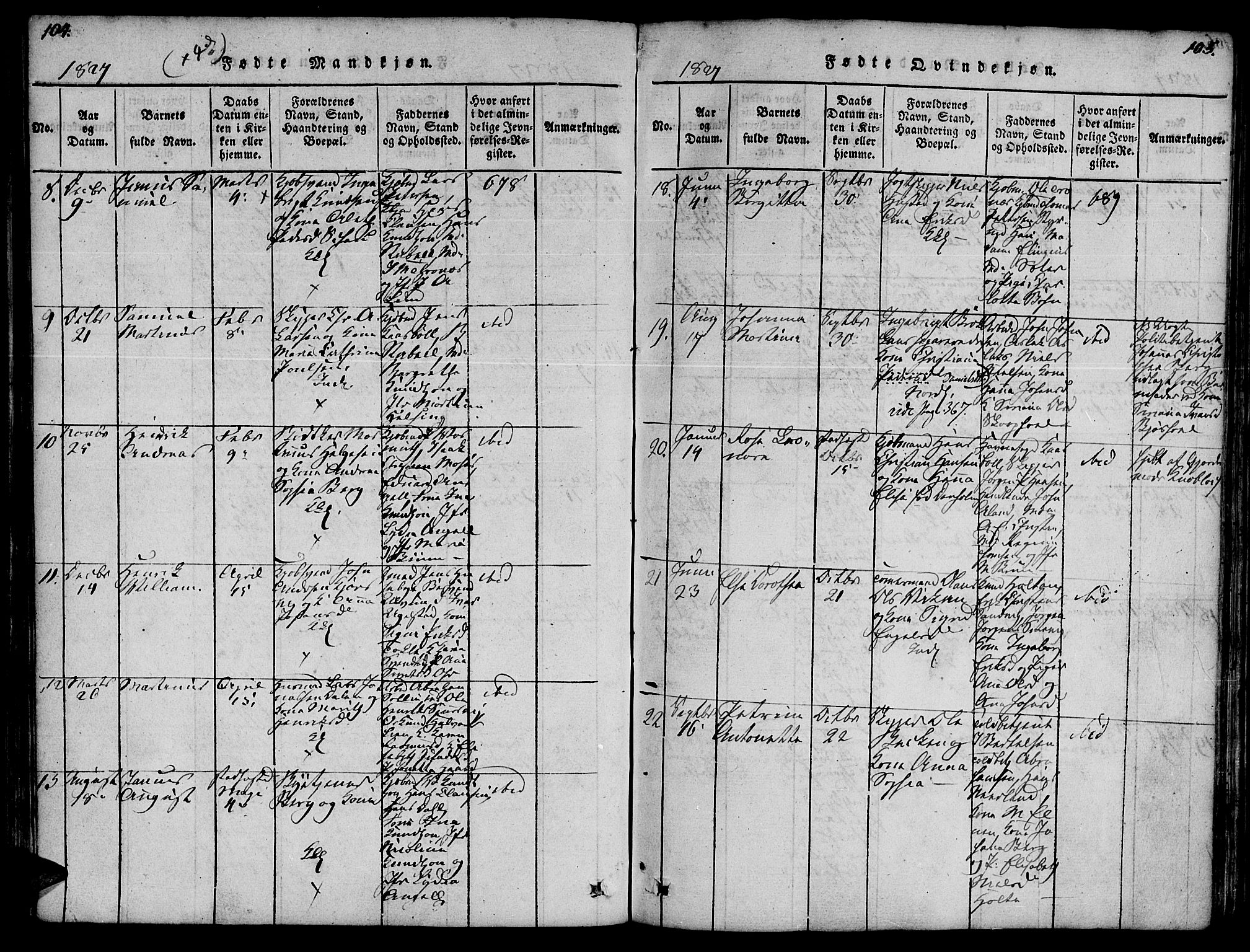 Ministerialprotokoller, klokkerbøker og fødselsregistre - Møre og Romsdal, AV/SAT-A-1454/572/L0842: Parish register (official) no. 572A05, 1819-1832, p. 104-105