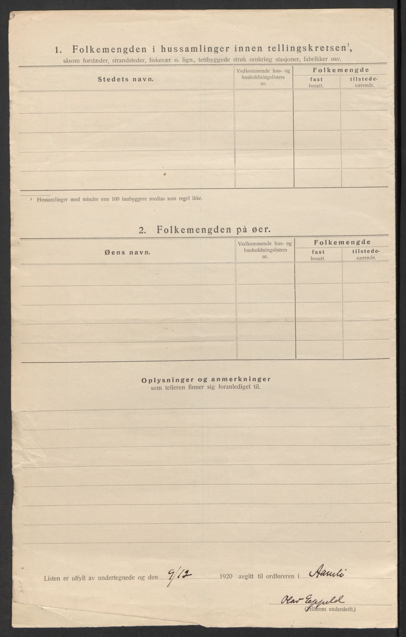 SAK, 1920 census for Åmli, 1920, p. 35