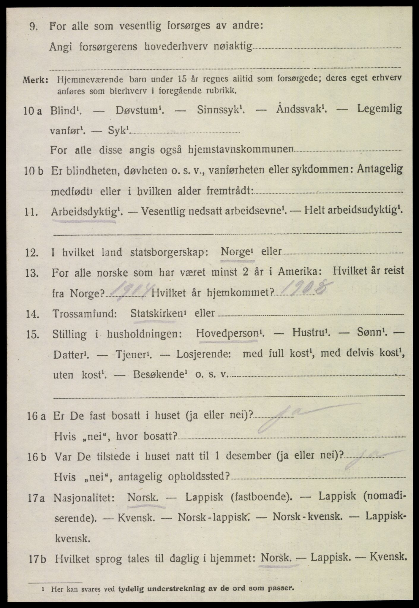 SAT, 1920 census for Verdal, 1920, p. 6928