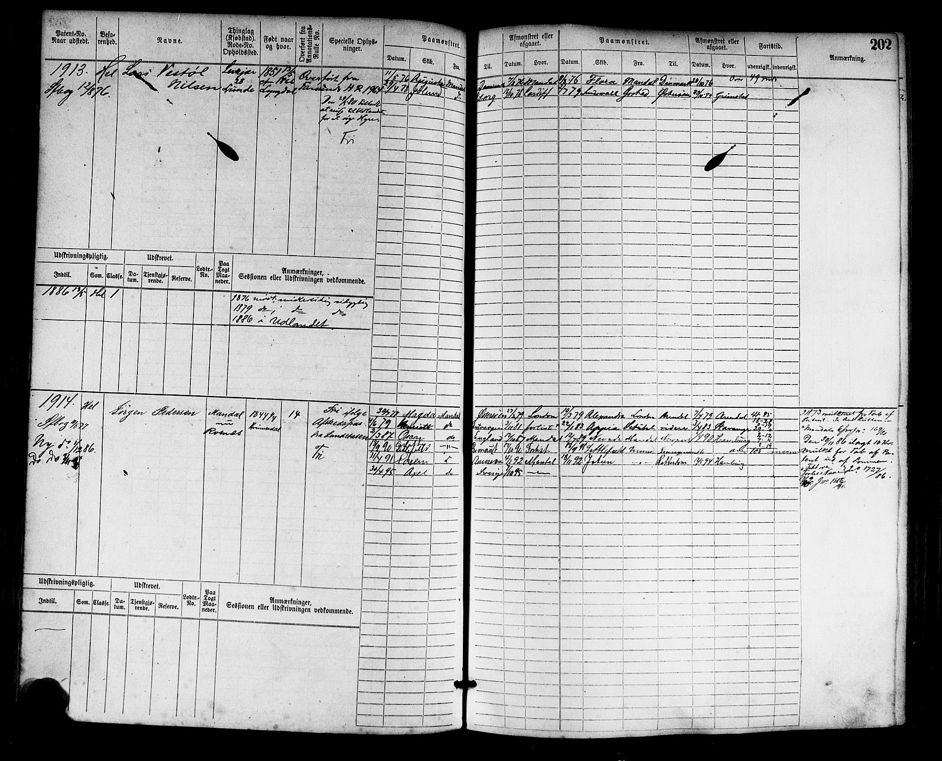 Mandal mønstringskrets, AV/SAK-2031-0016/F/Fb/L0003: Hovedrulle nr 1513-2278, L-8, 1873-1920, p. 207