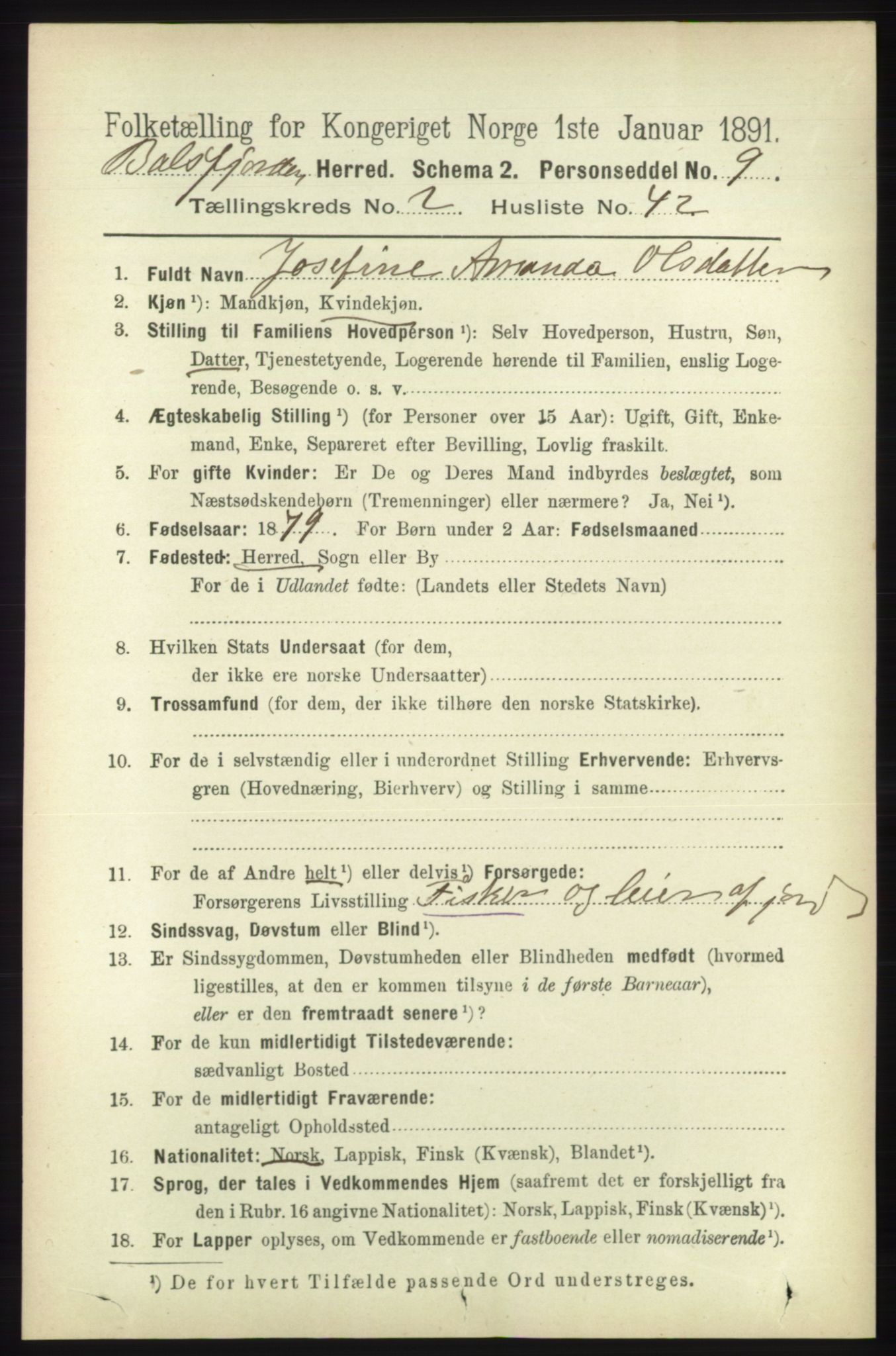 RA, 1891 census for 1933 Balsfjord, 1891, p. 814