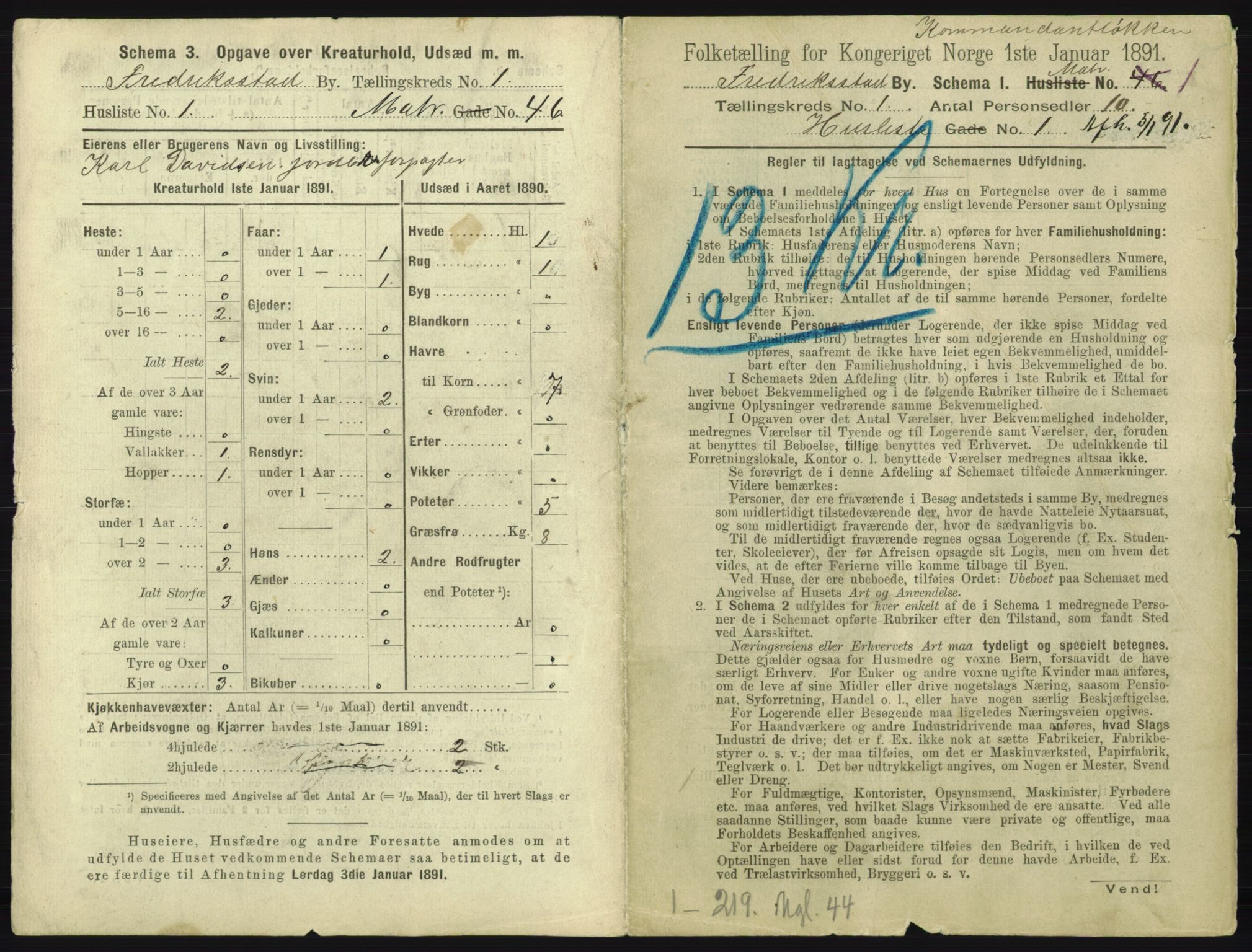 RA, 1891 census for 0103 Fredrikstad, 1891, p. 40