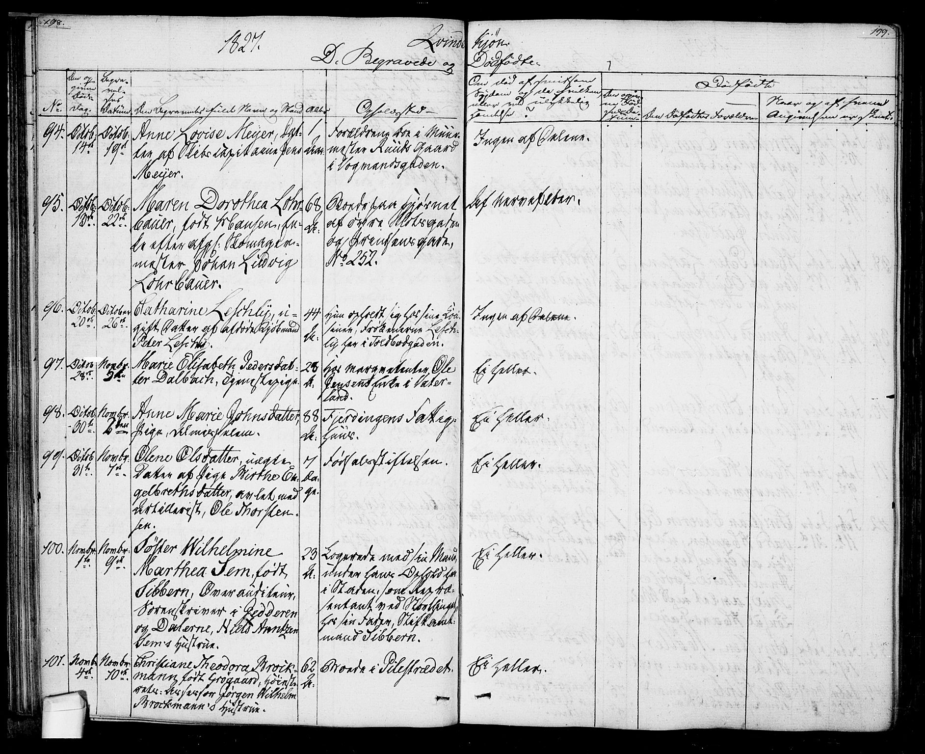 Oslo domkirke Kirkebøker, SAO/A-10752/F/Fa/L0022: Parish register (official) no. 22, 1824-1829, p. 198-199