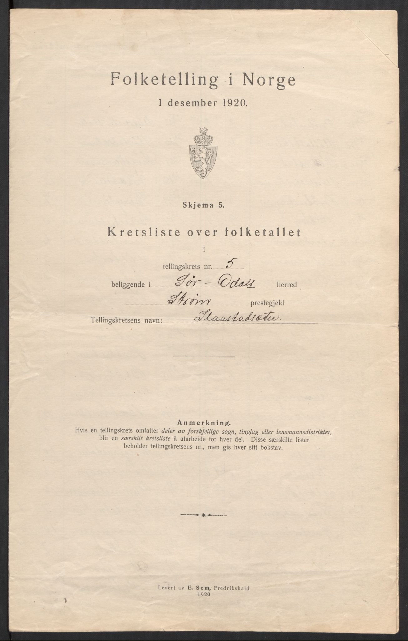 SAH, 1920 census for Sør-Odal, 1920, p. 19