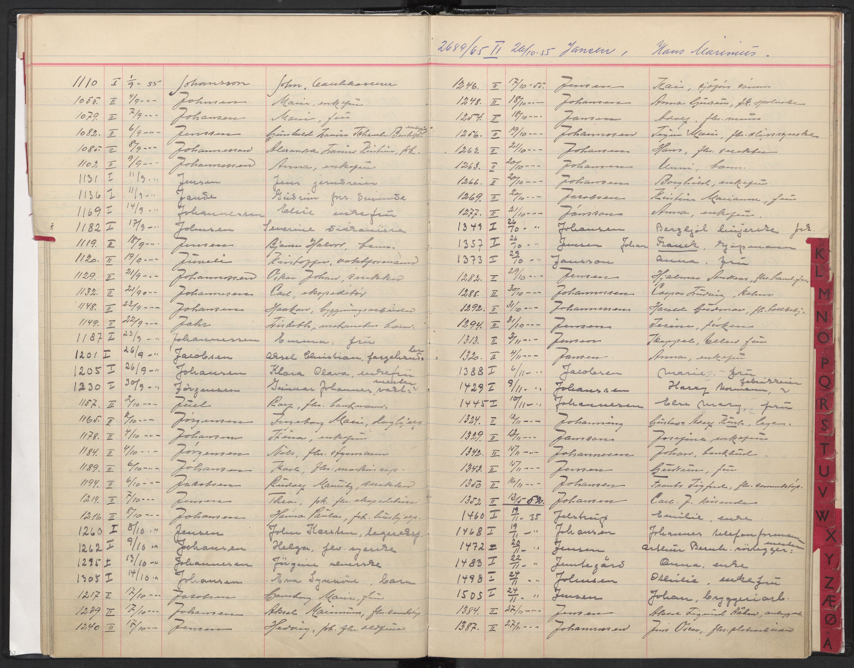Oslo skifterett, AV/SAO-A-10383/F/Fa/Faa/L0055: Register til dødsfallsprotokollene, 1955