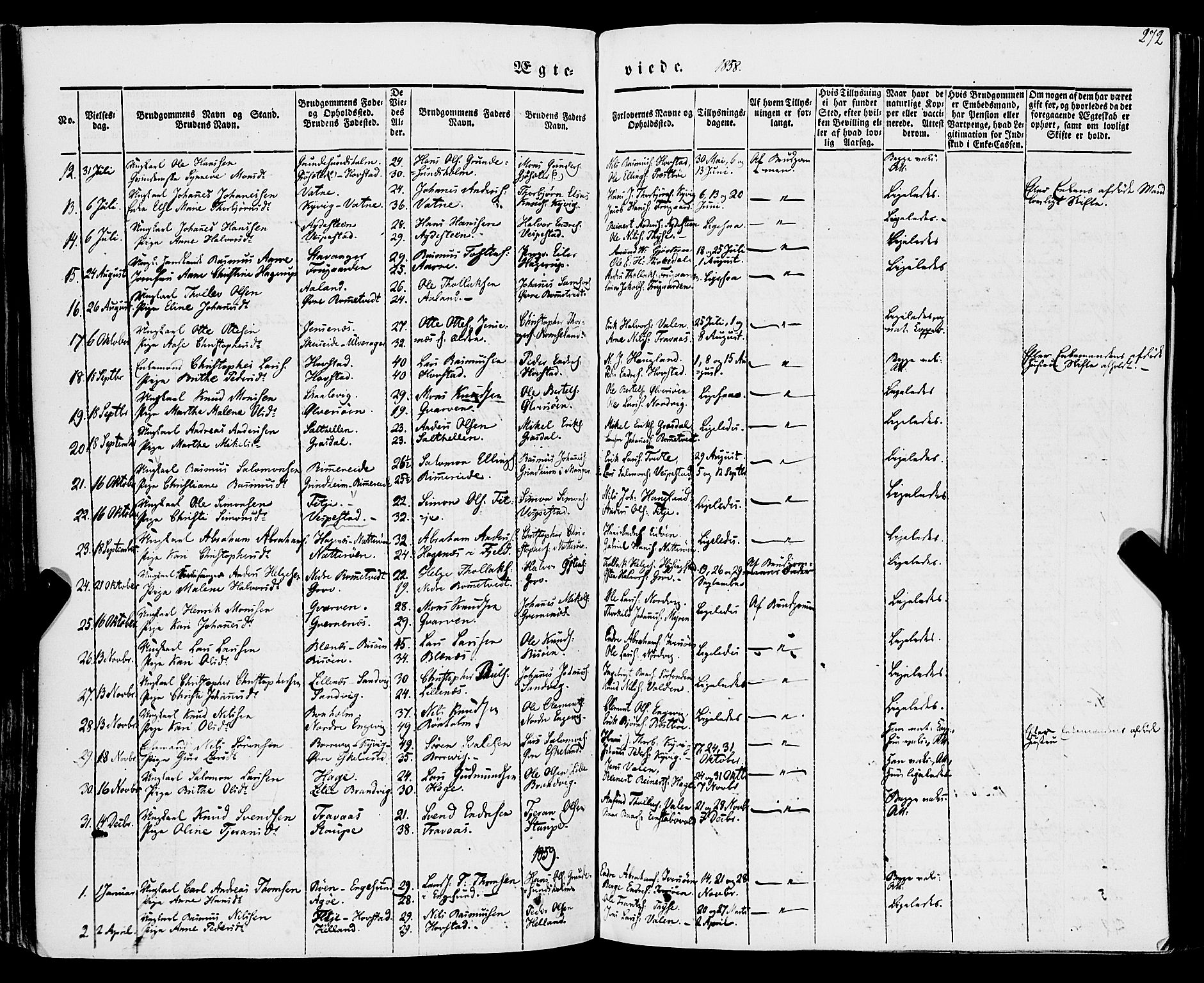 Stord sokneprestembete, AV/SAB-A-78201/H/Haa: Parish register (official) no. A 7, 1841-1861, p. 272