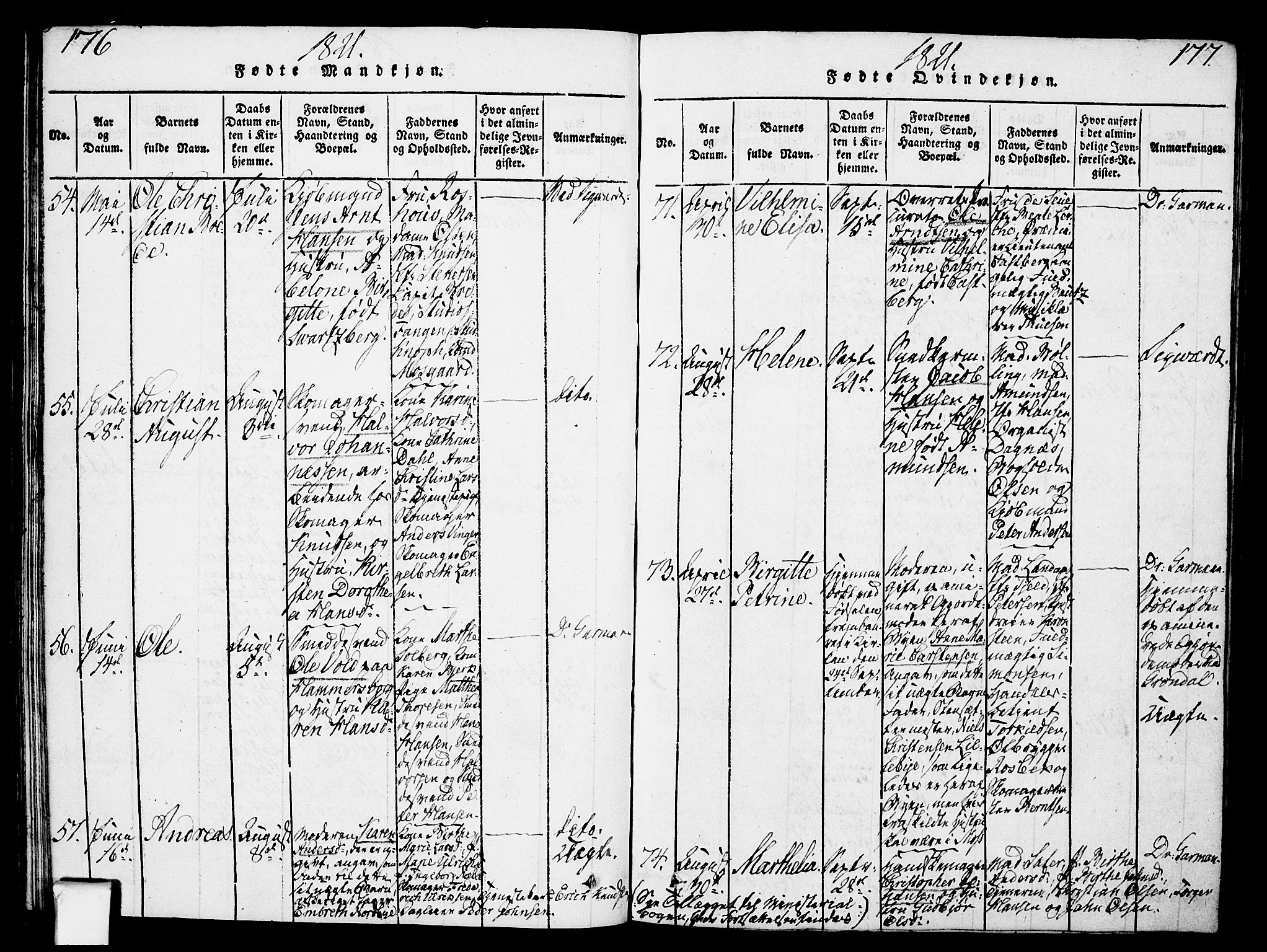 Oslo domkirke Kirkebøker, SAO/A-10752/F/Fa/L0007: Parish register (official) no. 7, 1817-1824, p. 176-177