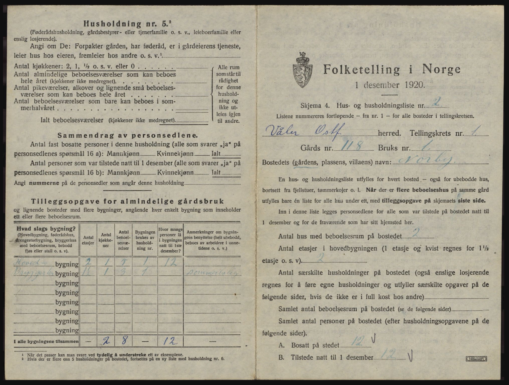 SAO, 1920 census for Våler, 1920, p. 48