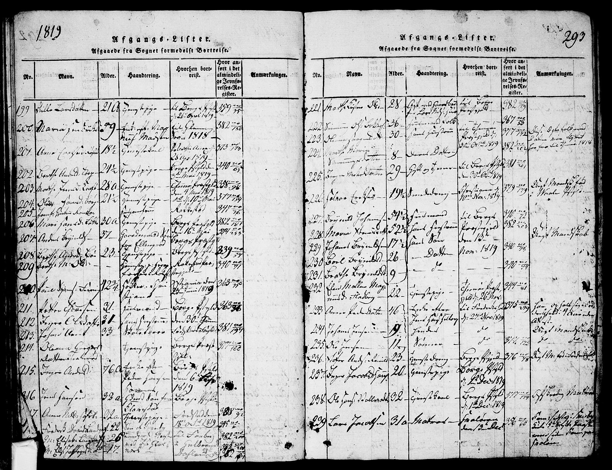 Skjeberg prestekontor Kirkebøker, SAO/A-10923/G/Ga/L0001: Parish register (copy) no. I 1, 1815-1830, p. 293