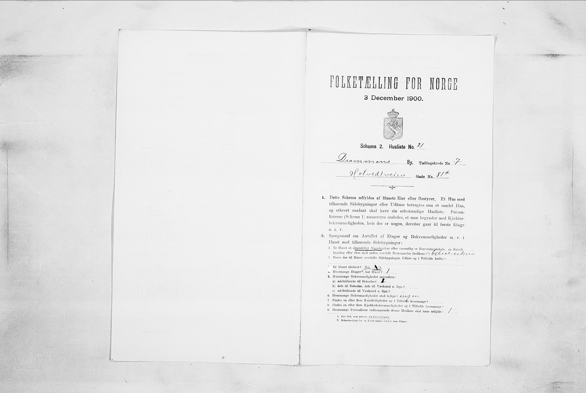 RA, 1900 census for Drammen, 1900, p. 1322