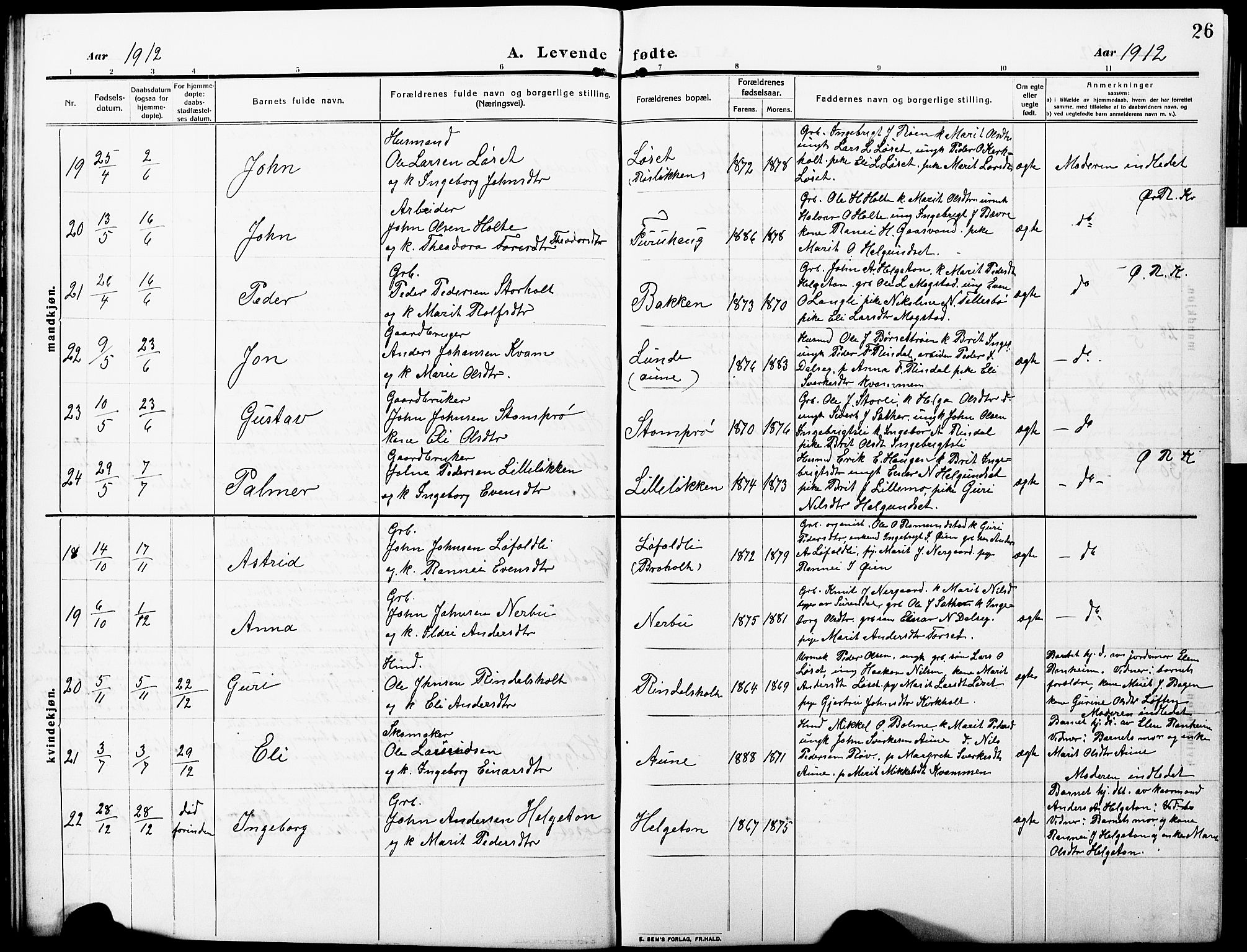 Ministerialprotokoller, klokkerbøker og fødselsregistre - Møre og Romsdal, AV/SAT-A-1454/598/L1079: Parish register (copy) no. 598C04, 1909-1927, p. 26