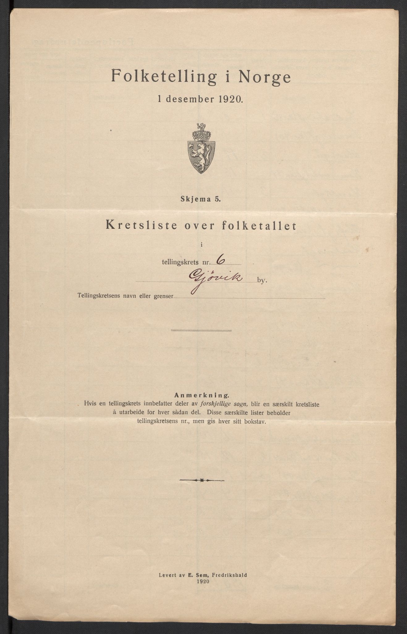 SAH, 1920 census for Gjøvik, 1920, p. 21