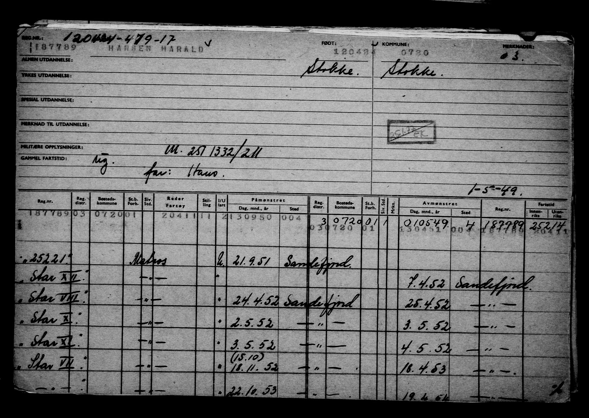 Direktoratet for sjømenn, AV/RA-S-3545/G/Gb/L0230: Hovedkort, 1924, p. 49
