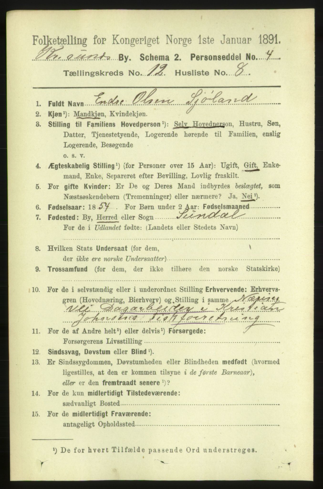 RA, 1891 census for 1503 Kristiansund, 1891, p. 9236