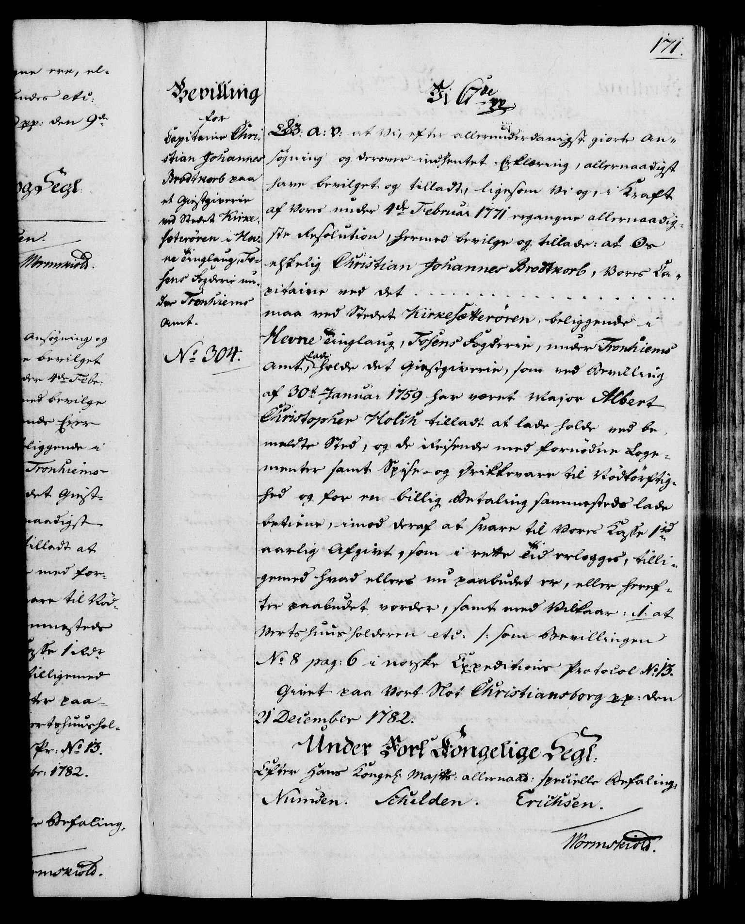 Rentekammeret, Kammerkanselliet, RA/EA-3111/G/Gg/Gga/L0012: Norsk ekspedisjonsprotokoll med register (merket RK 53.12), 1781-1783, p. 171