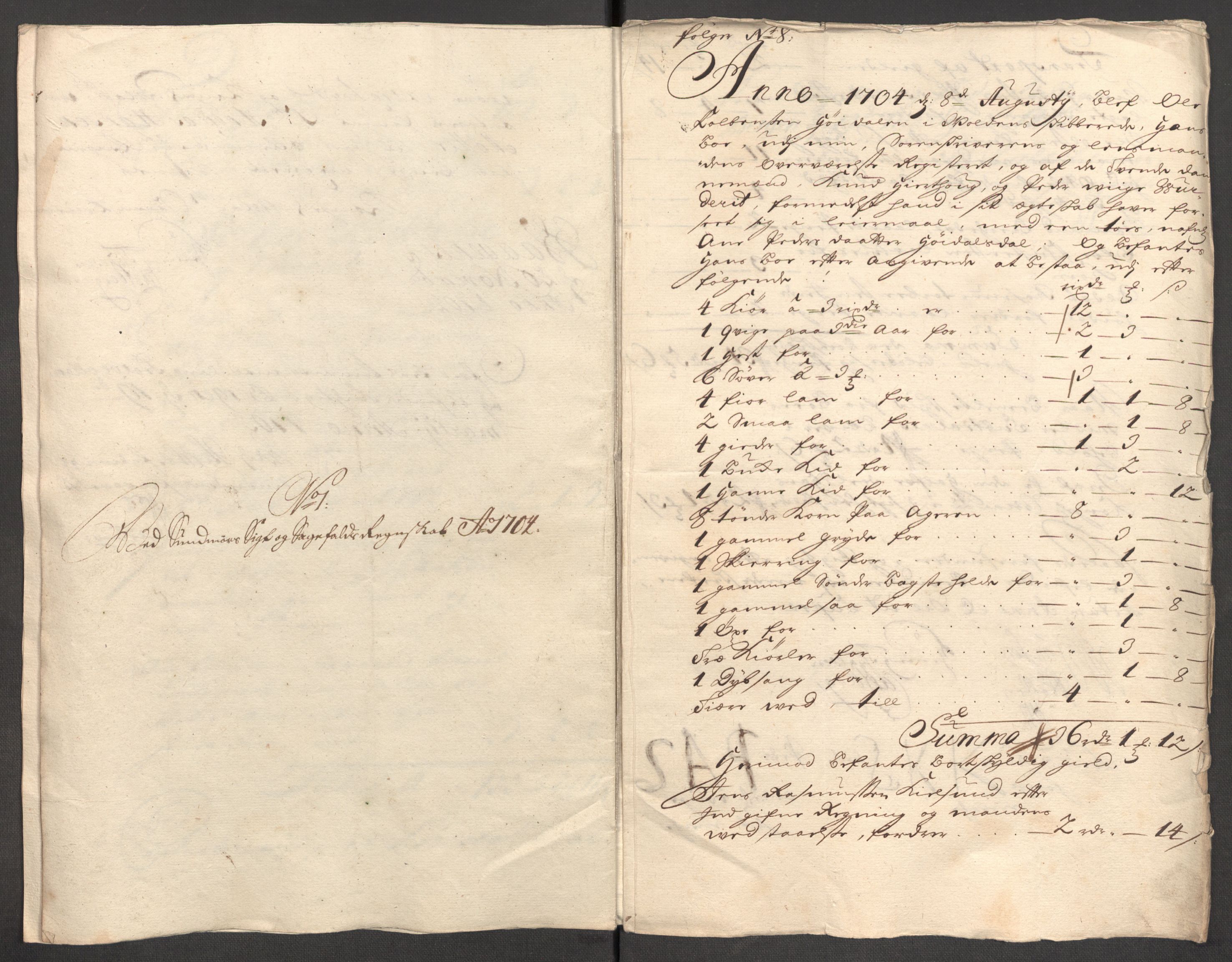 Rentekammeret inntil 1814, Reviderte regnskaper, Fogderegnskap, RA/EA-4092/R54/L3560: Fogderegnskap Sunnmøre, 1704-1705, p. 156