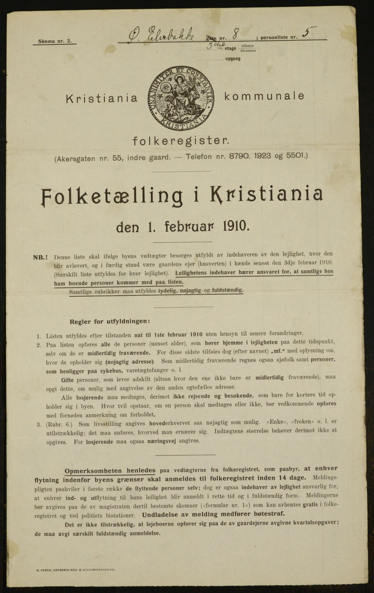 OBA, Municipal Census 1910 for Kristiania, 1910, p. 122710